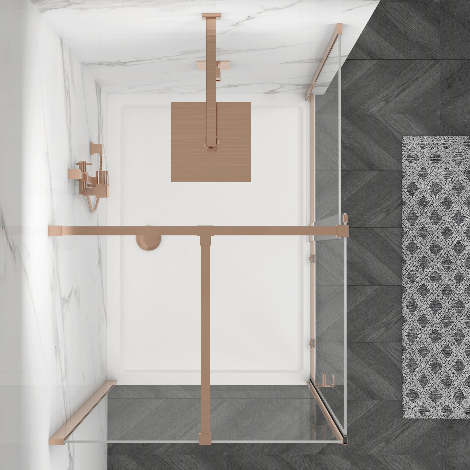 Luton Wet Room Sliding Shower Screen Enclosure with Tray 8mm Easy Clean Glass, 1950mm Tall - Brushed Bronze