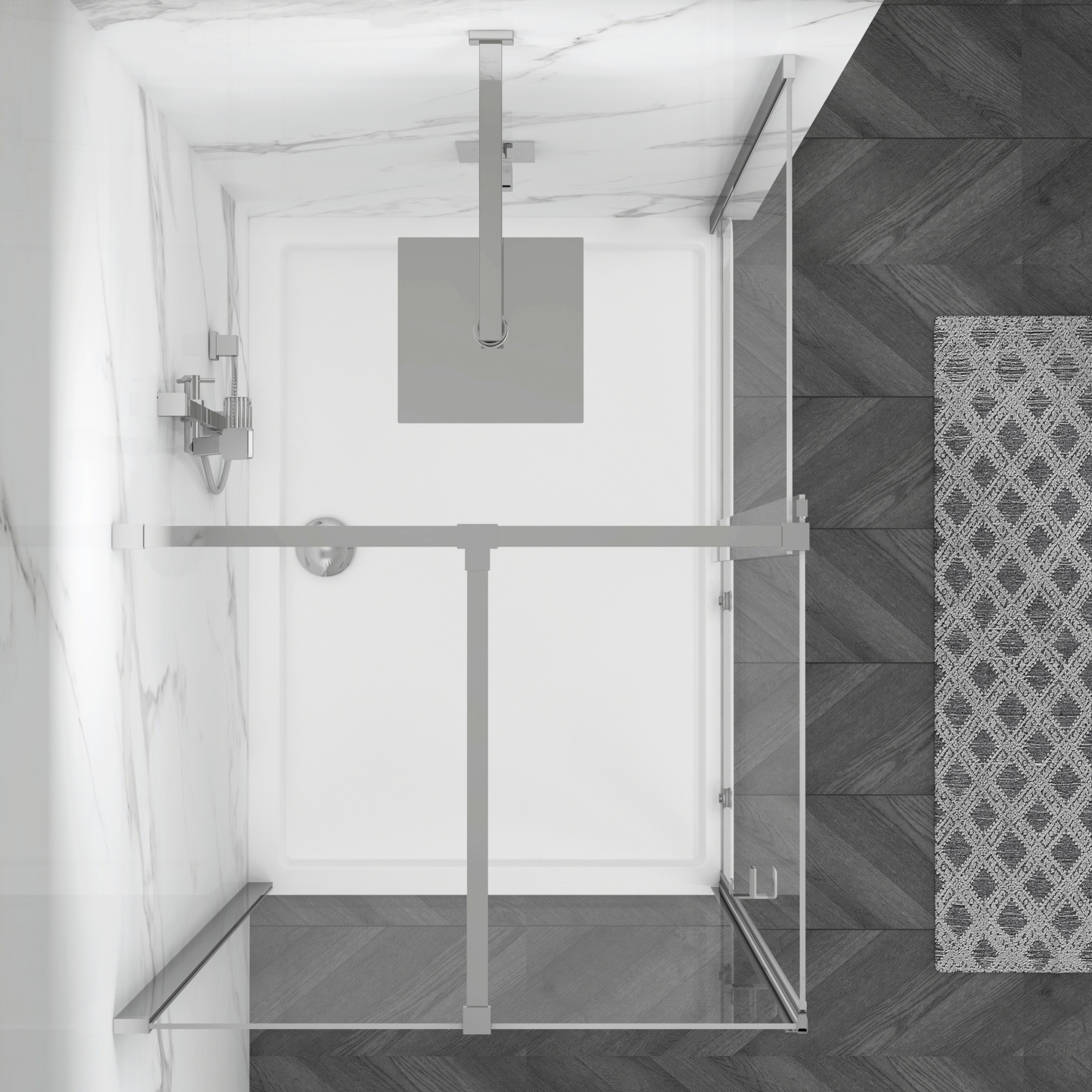 Luton 1400 x 900mm Wet Room Sliding Shower Screen Enclosure with Tray 8mm Easy Clean Glass, 1950mm Tall