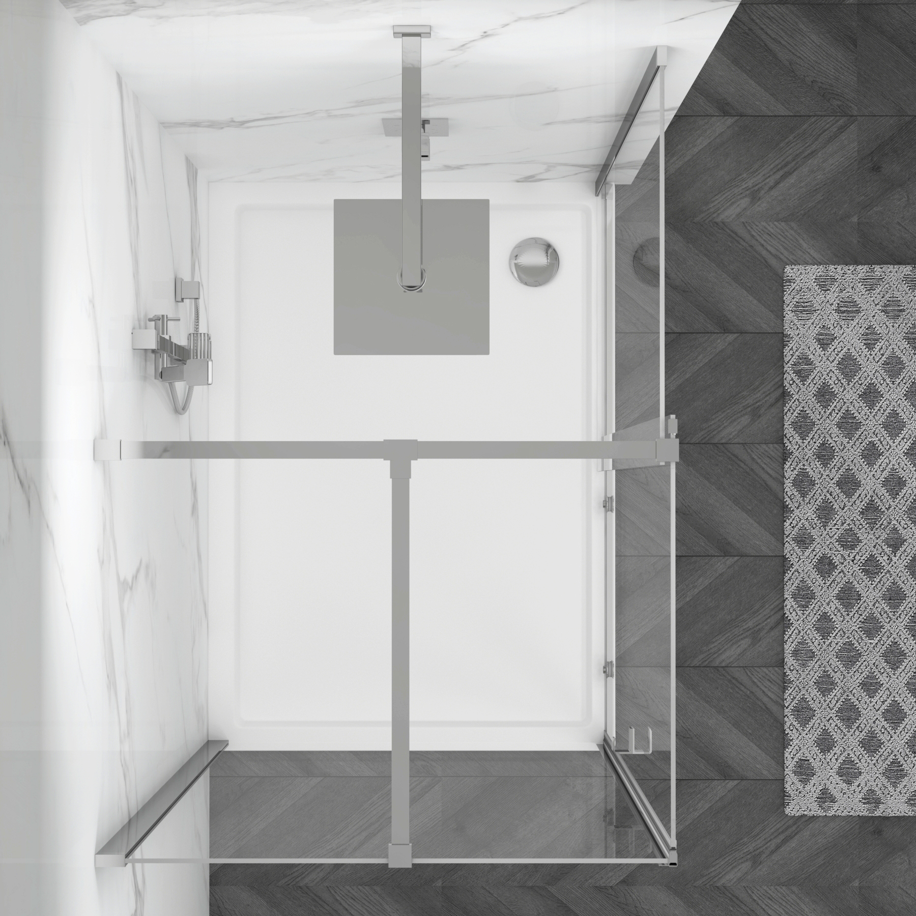 Luton Wet Room Sliding Shower Screen Door with Side Panel 8mm Easy Clean Glass, 1950mm Tall