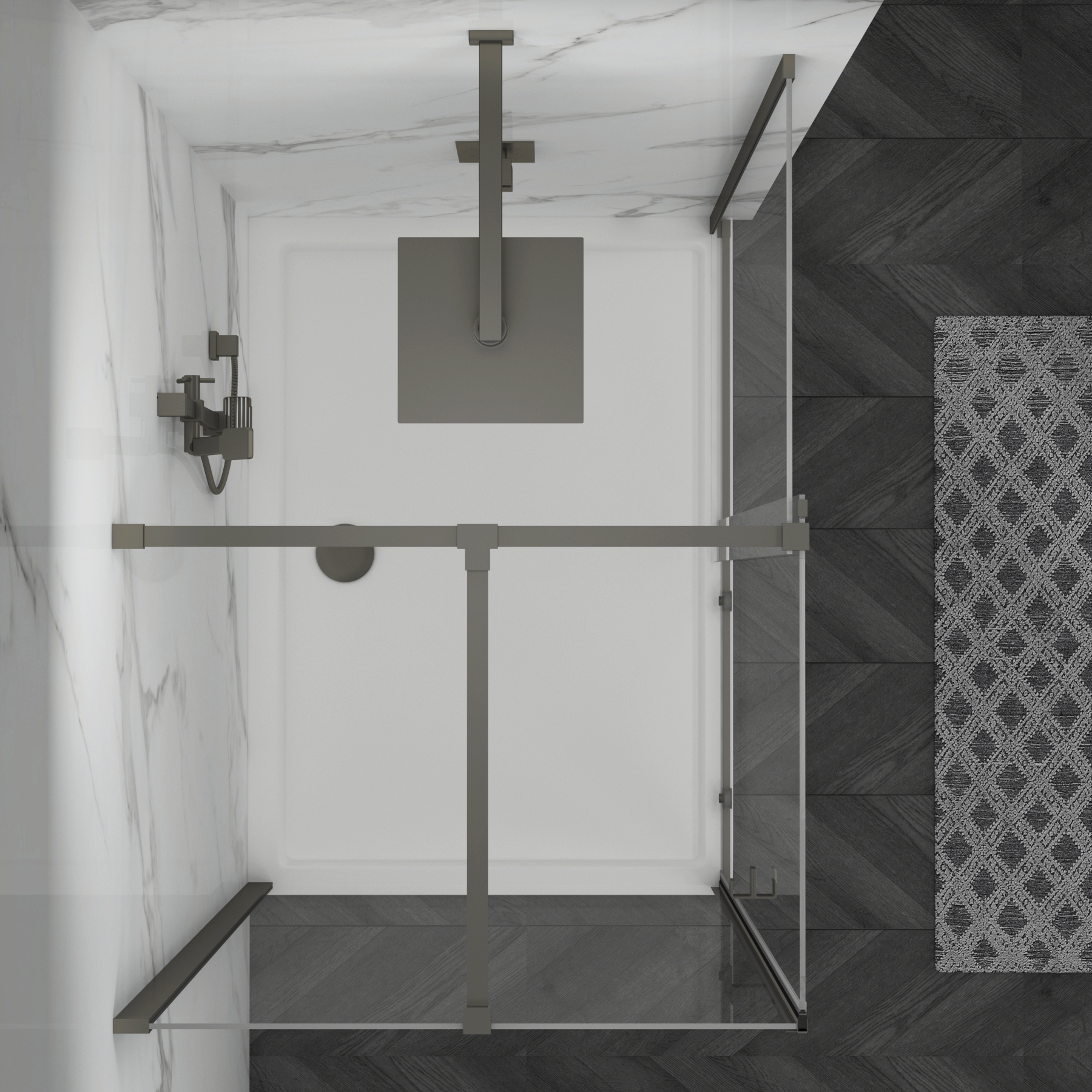Luton Wet Room Sliding Shower Screen Enclosure with Tray 8mm Easy Clean Glass, 1950mm Tall - Gun Metal Grey