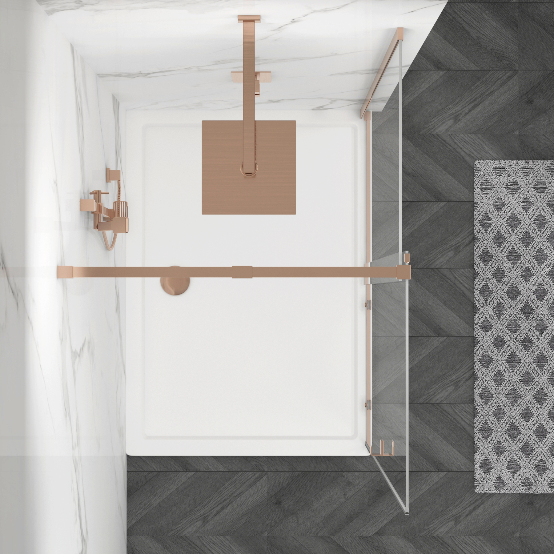 Luton Wet Room Sliding Shower Screen 8mm Easy Clean Glass, 1950mm Tall - Brushed Bronze