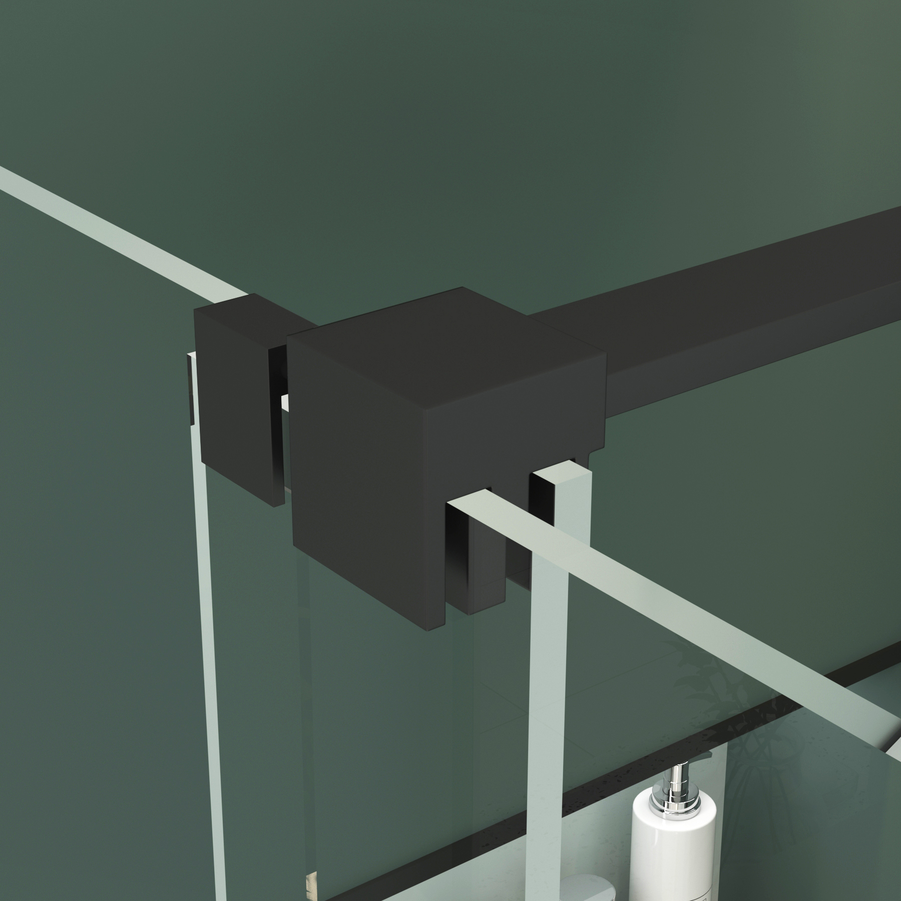 Luton Recessed Sliding Shower Screen with Black Slate Effect Stone Shower Tray 8mm Glass, 1950mm Tall - Matt Black