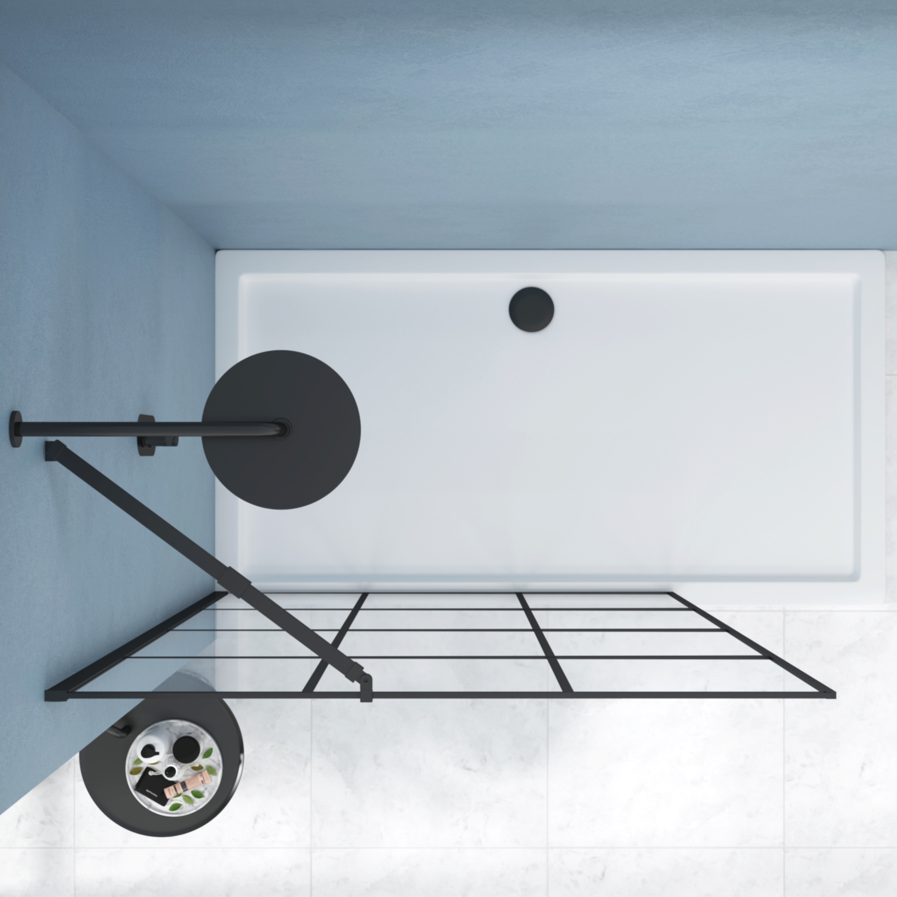 Milan Wet Room Shower Screen Matt Black Grid - 8mm Easy Clean Glass