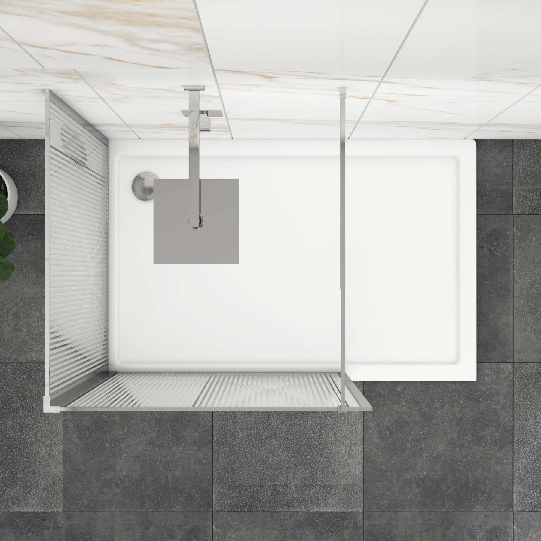 Luxor 2 Sided Walk In Fluted Shower Enclosure with 1200 x 900mm Tray & Chrome Frame 8mm Easy Clean Glass
