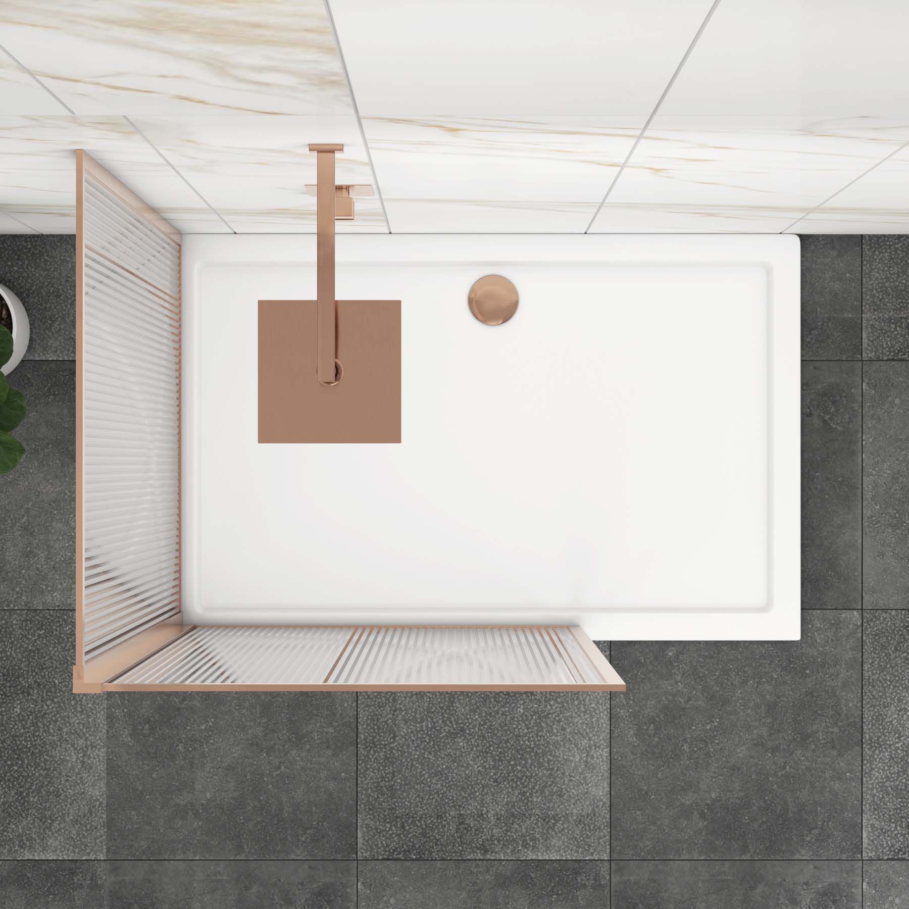 Luxor 2 Sided Walk In Fluted Shower Enclosure with 1700 x 900mm Tray & Brushed Bronze Frame 8mm Easy Clean Glass