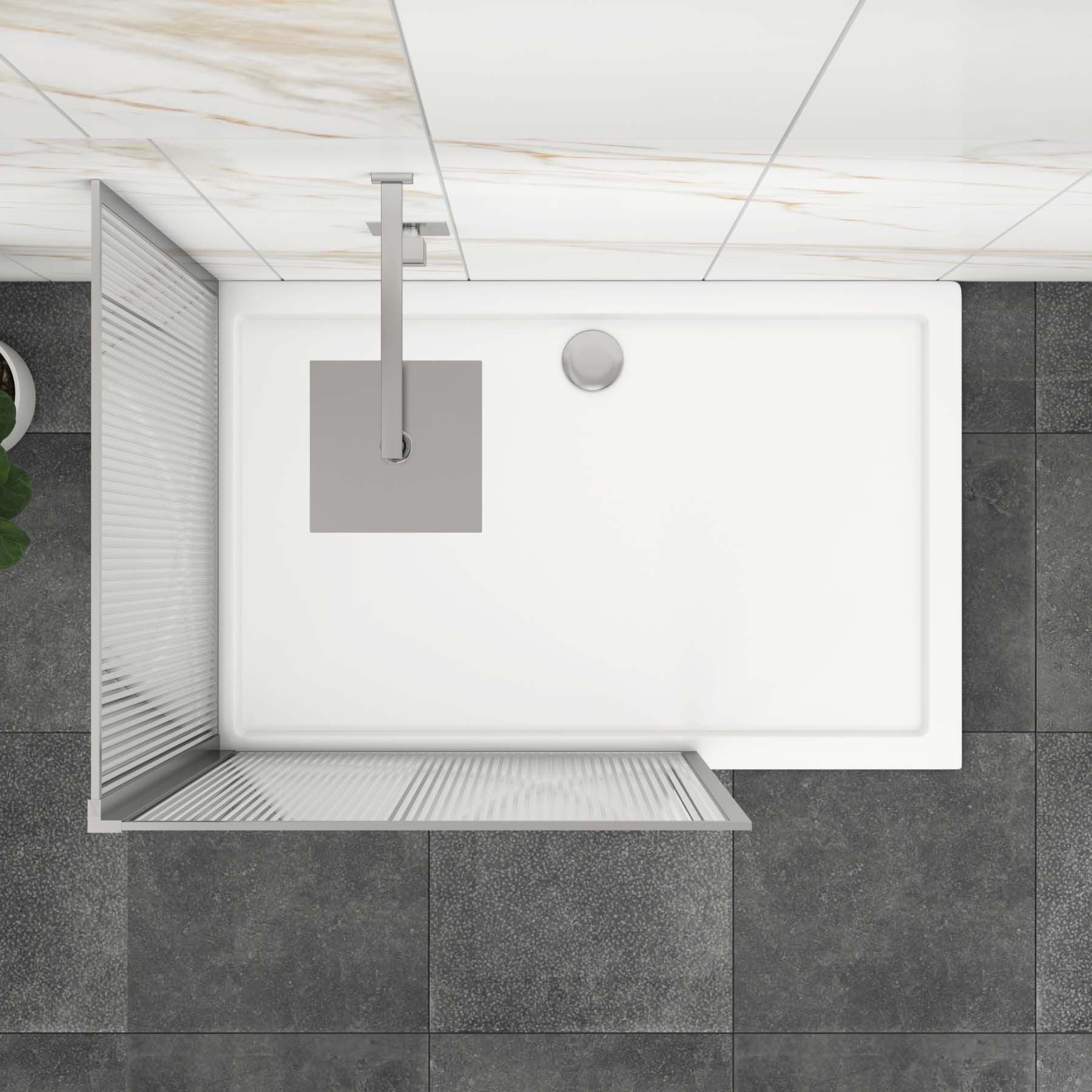 Luxor 2 Sided Walk In Fluted Shower Enclosure with 1700 x 900mm Tray & Chrome Frame 8mm Easy Clean Glass
