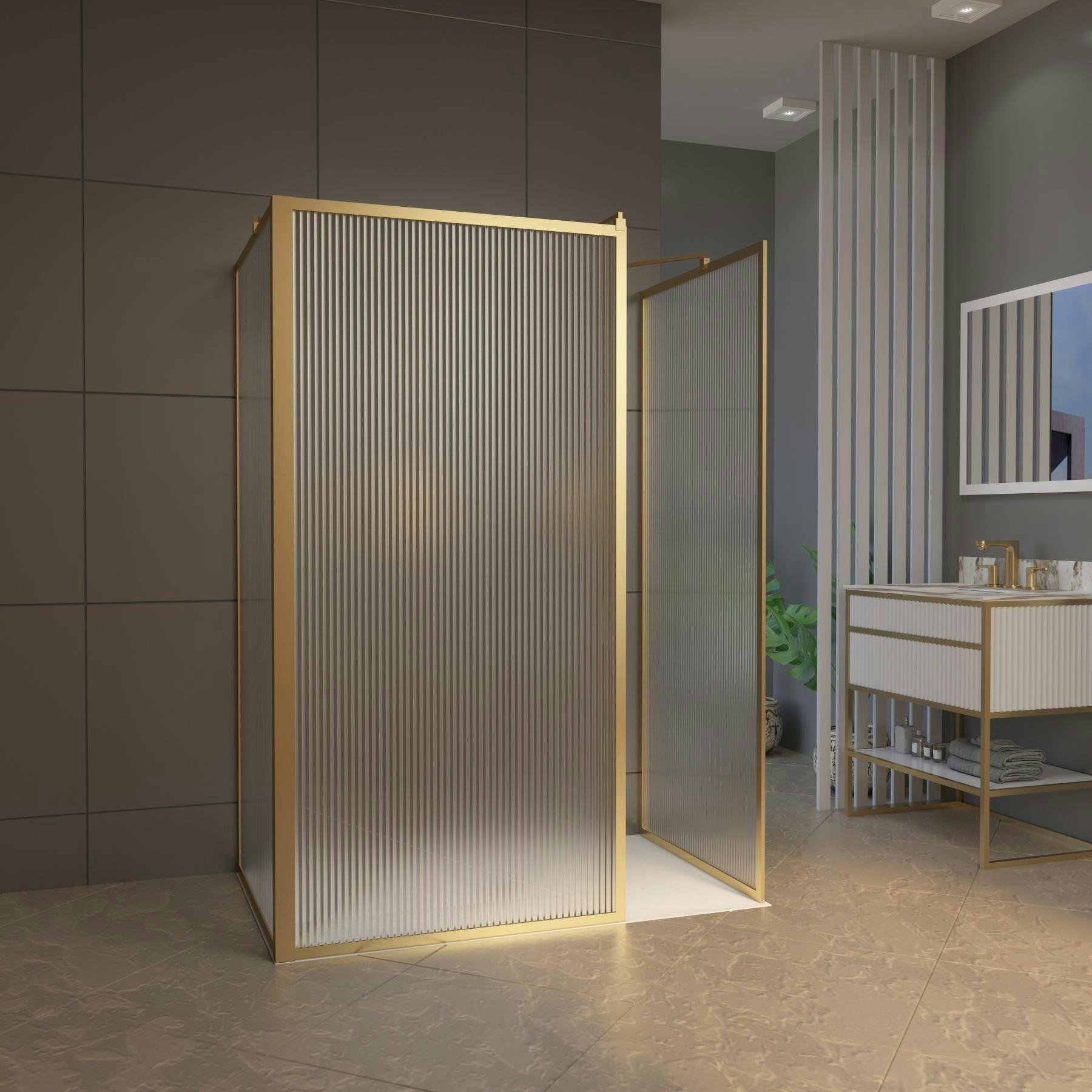 Luxor 3 Sided 1700 x 900mm Walk In Fluted Shower Enclosure with Tray