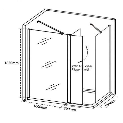 8mm 1400 x 700mm Walk In Shower Enclosure with Shower Tray + Return Panel