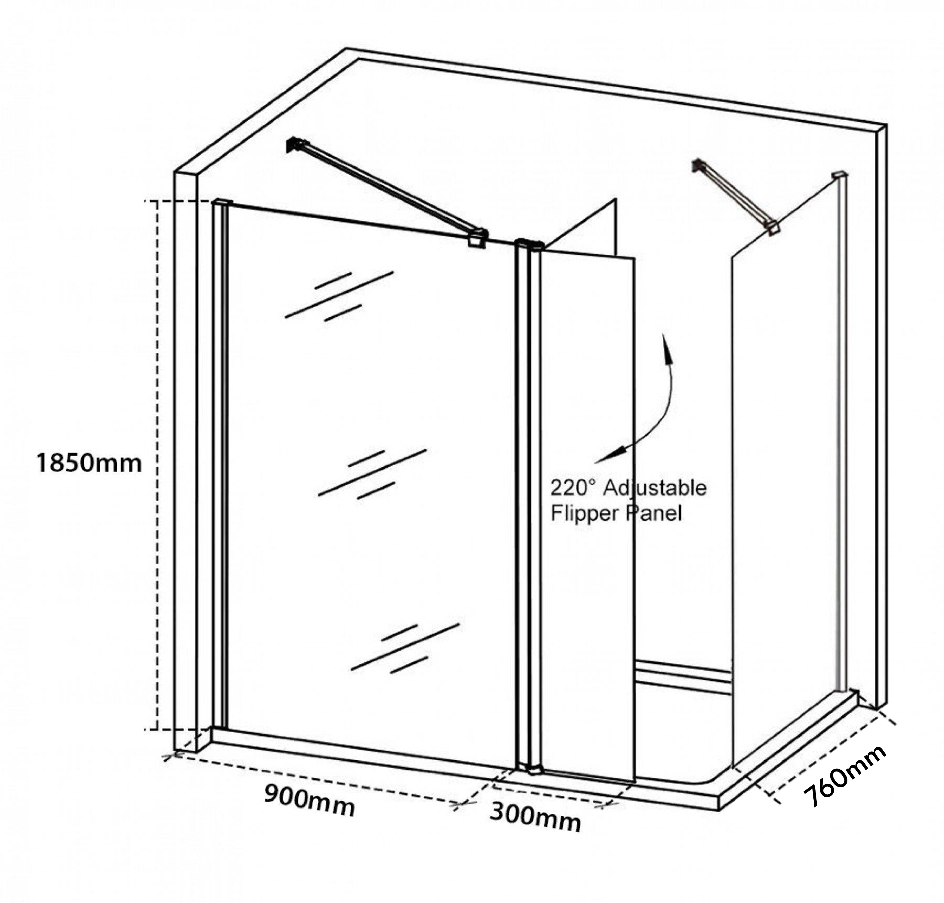 Marbella Brushed Bronze Walk In Shower Enclosure with 1400 x 760mm Tray & Flipper Panel 8mm Easy Clean Glass