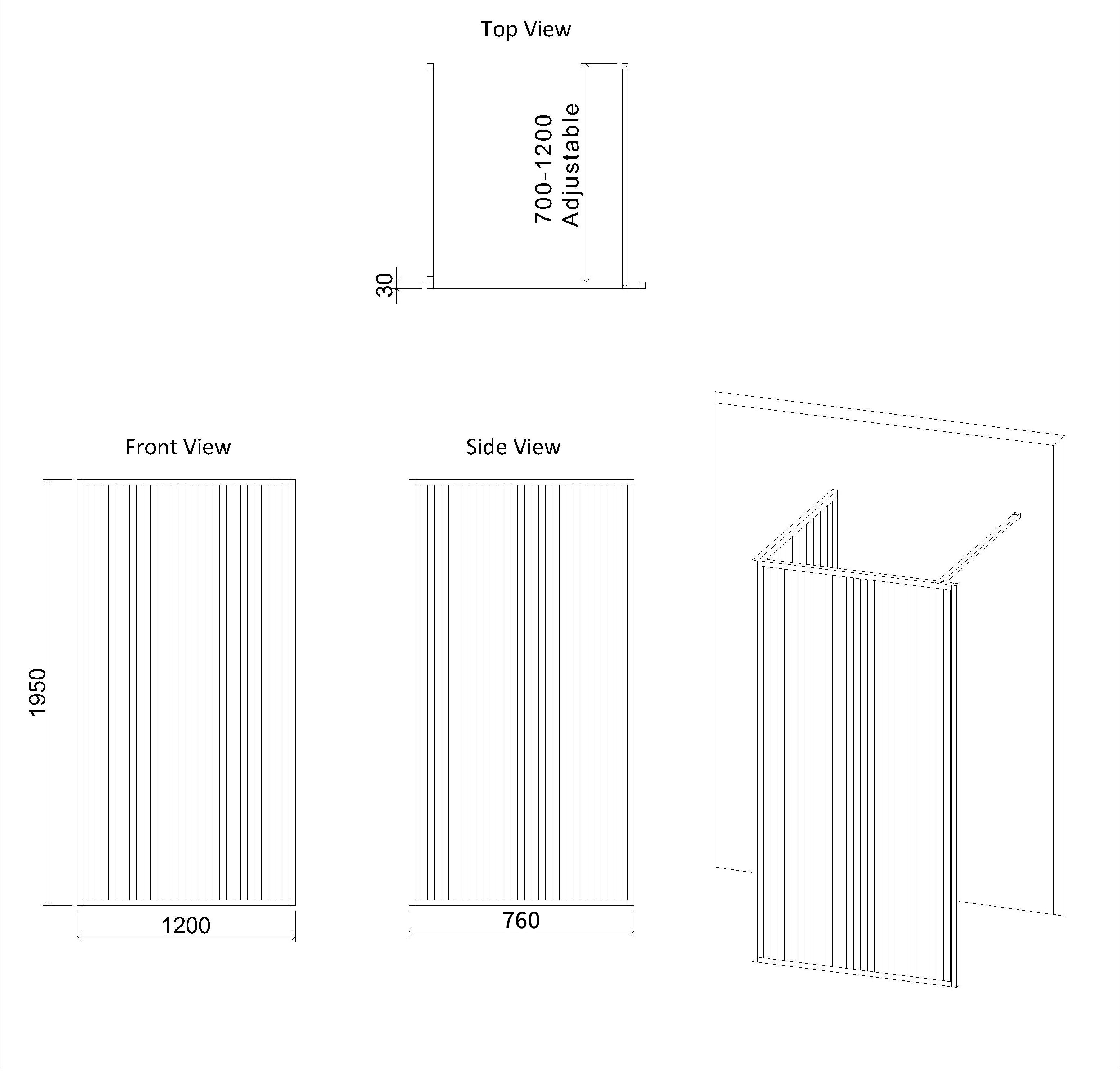 Luxor 2 Sided Walk In Fluted Shower Enclosure with 1700 x 760mm Tray & Brushed Bronze Frame 8mm Easy Clean Glass