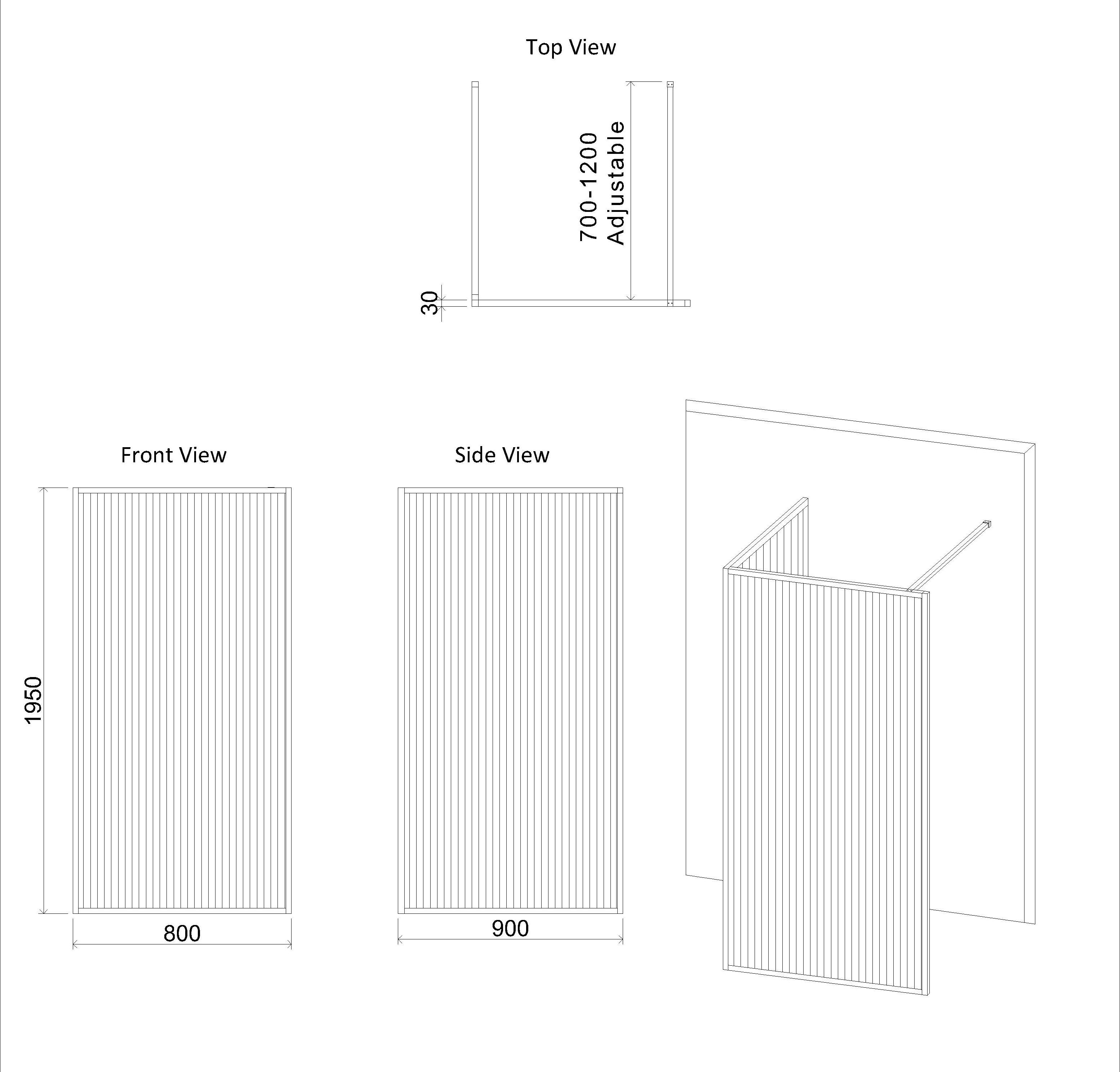 Luxor 2 Sided Walk In Fluted Shower Enclosure with 1200 x 900mm Tray & Gun Metal Grey Frame 8mm Easy Clean Glass