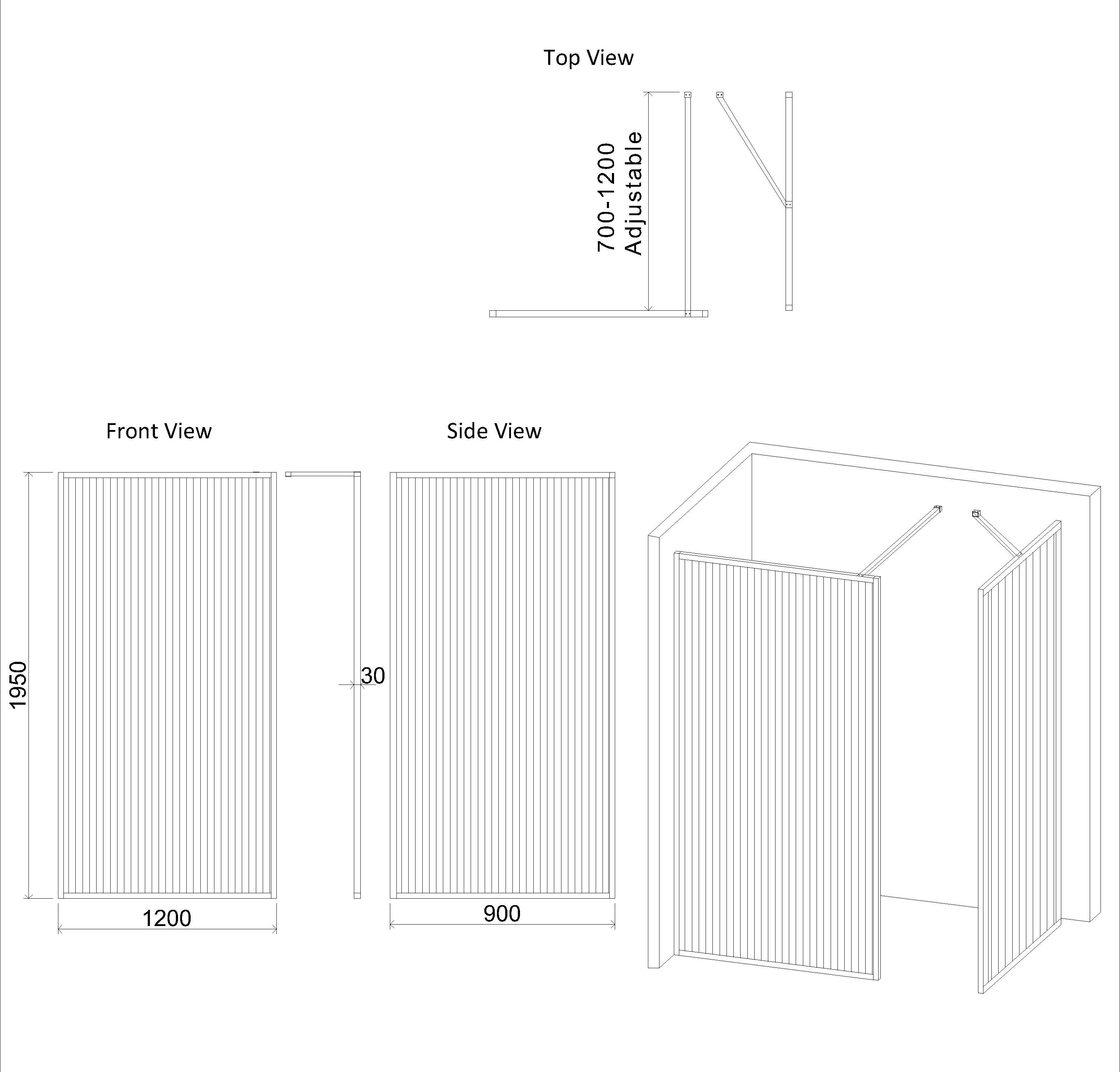 Luxor Walk In Fluted Shower Enclosure with 1700 x 900mm Tray & Chrome Frame 8mm Easy Clean Glass