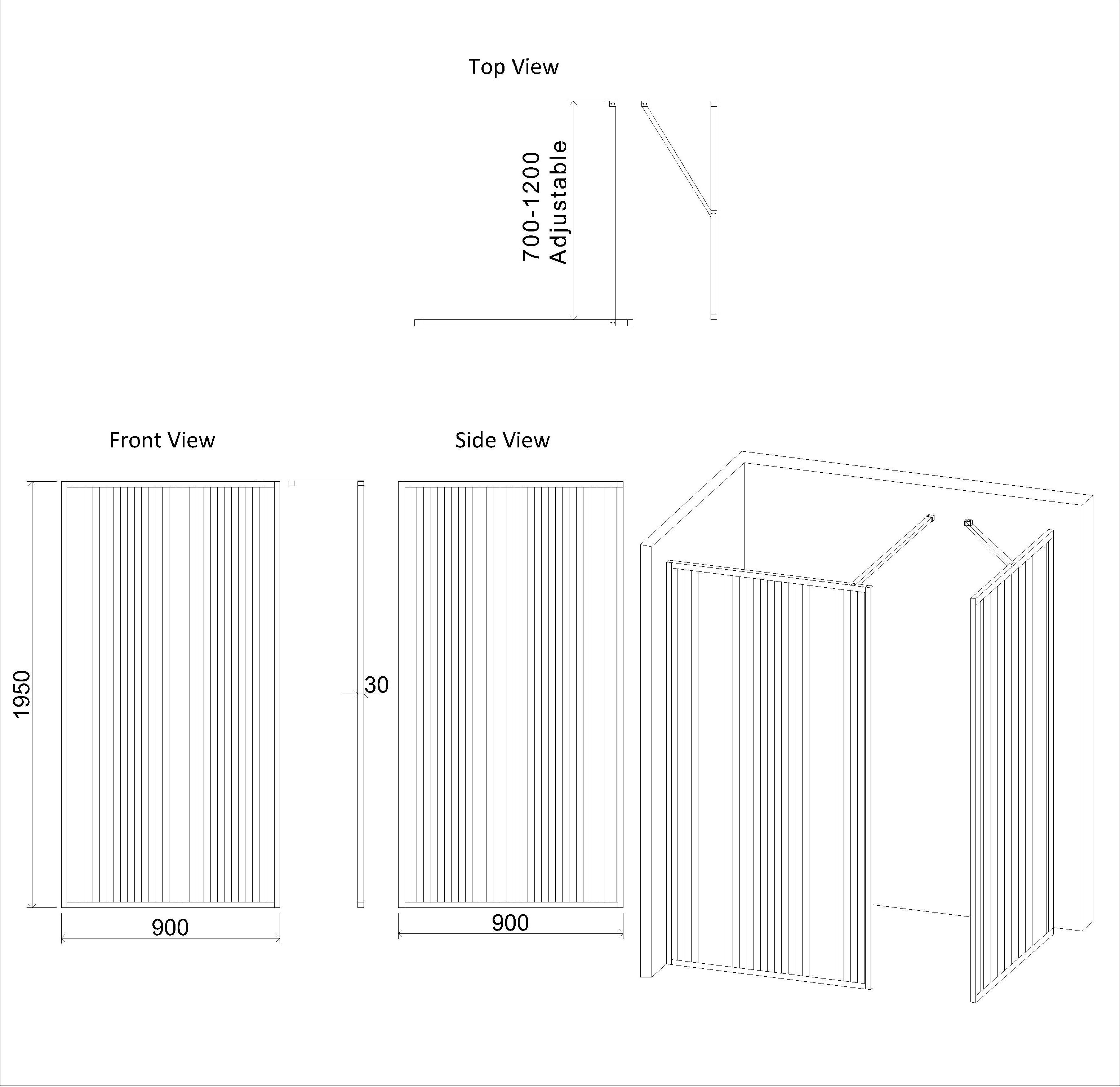 Luxor Walk In Fluted Shower Enclosure with 1400 x 900mm Tray & Chrome Frame 8mm Easy Clean Glass