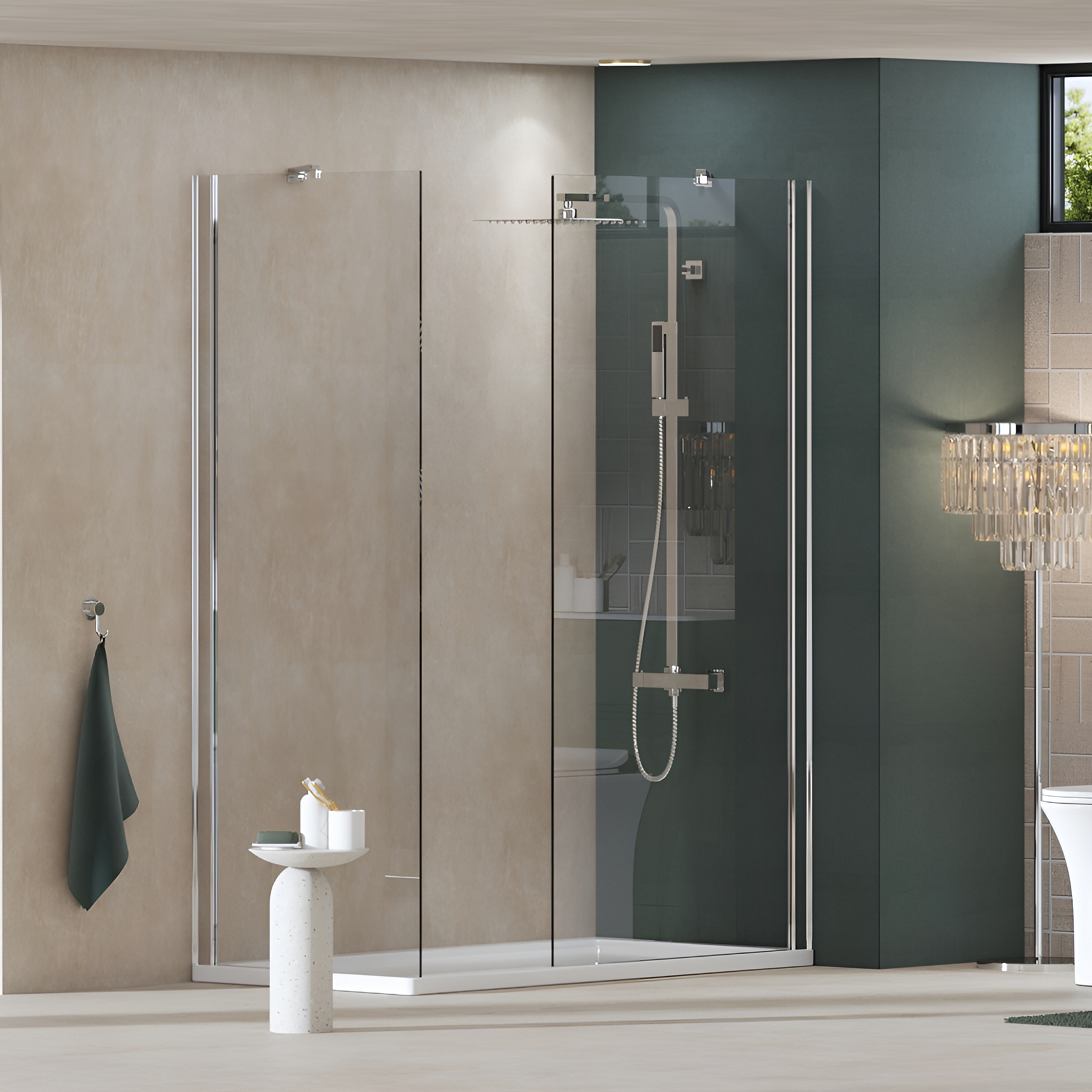 Marbella 8mm Walk In Shower Enclosure with Tray 1400 x 900mm - Easy Clean Wet Room