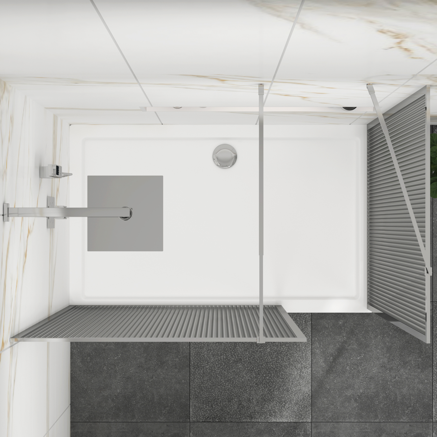 Luxor Walk In Fluted Shower Enclosure with 1700 x 900mm Tray & Chrome Frame 8mm Easy Clean Glass