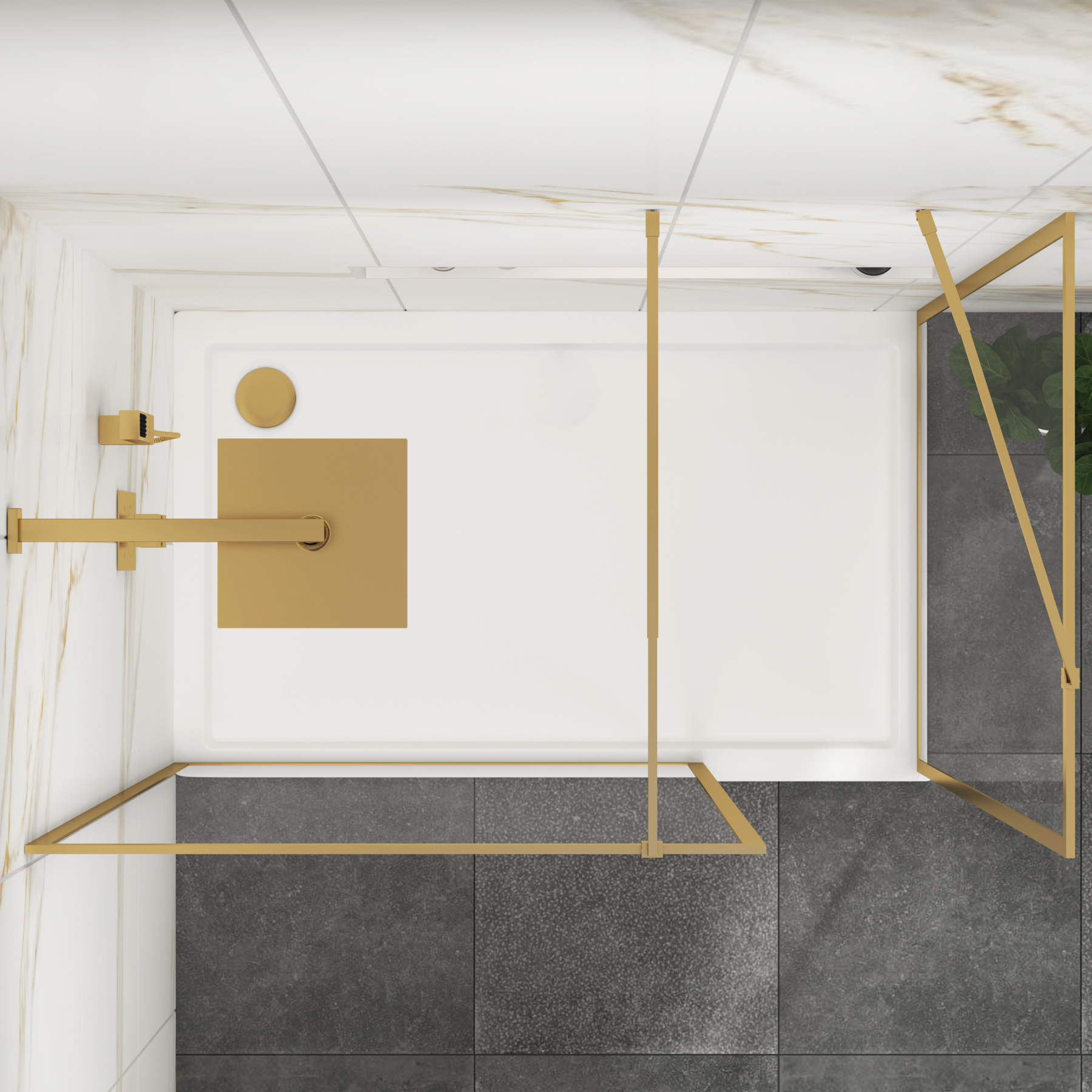 Luxor Walk In Shower Enclosure with 1200 x 900mm Tray & Brushed Brass Frame 8mm Easy Clean Glass