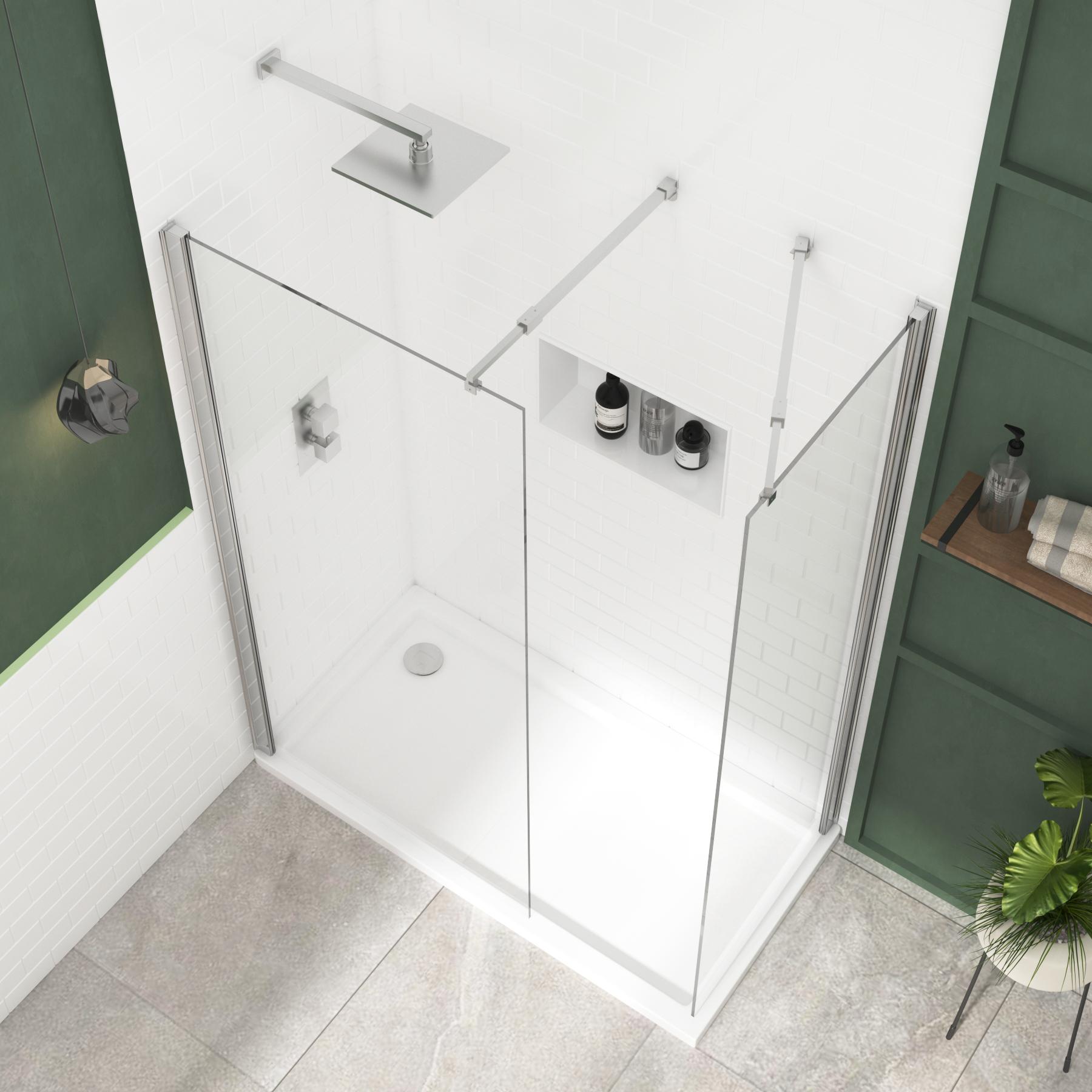 Marbella 8mm Walk In Shower Enclosure with Tray 1200 x 900mm - Easy Clean Wet Room