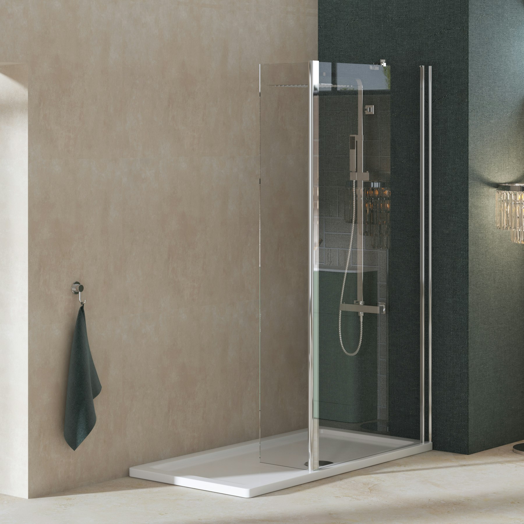 8mm Marbella Wet Room Walk In Shower Screen + Fixed Panel Easy Clean