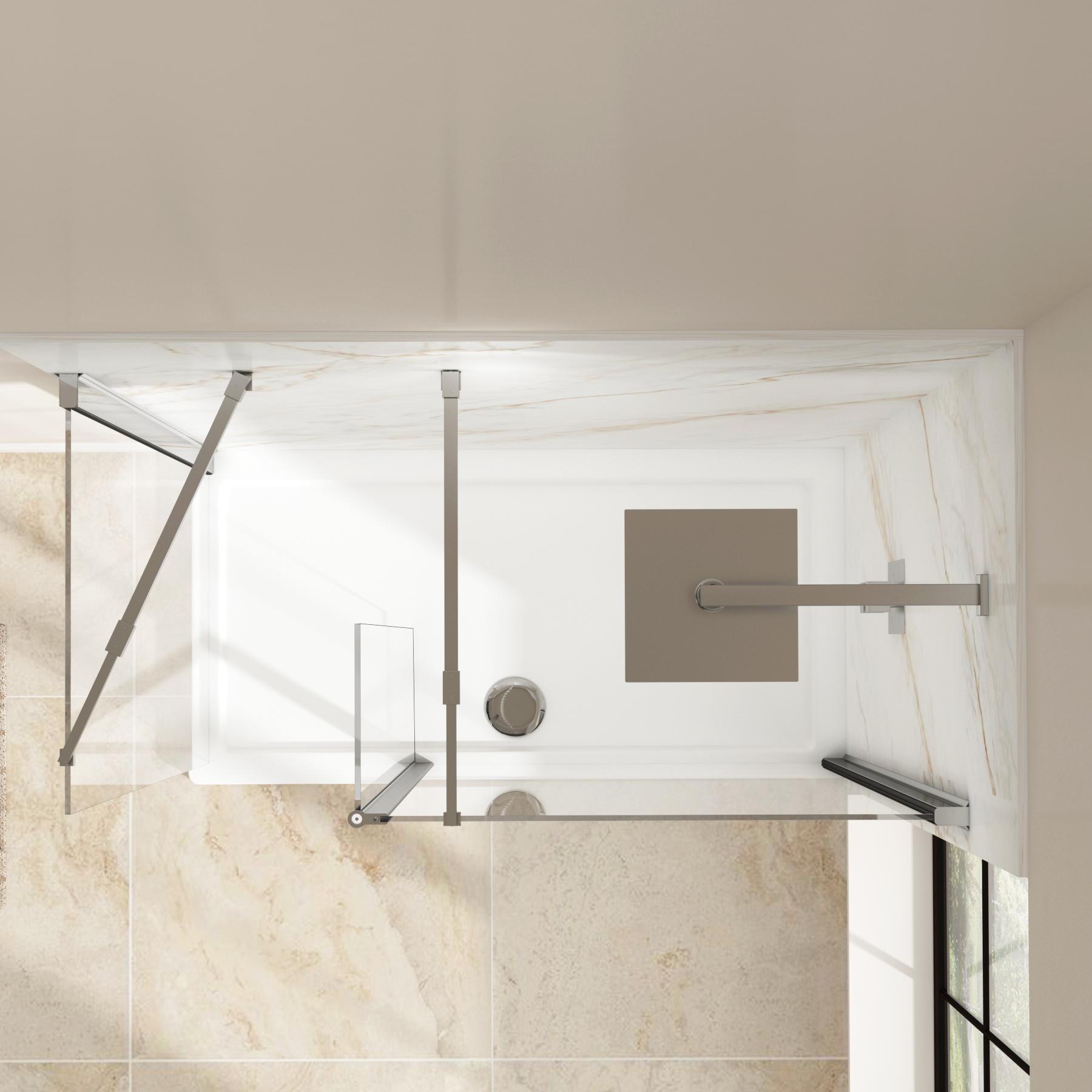 8mm 1400 x 900mm Walk In Shower Enclosure with Shower Tray + Flipper Panel