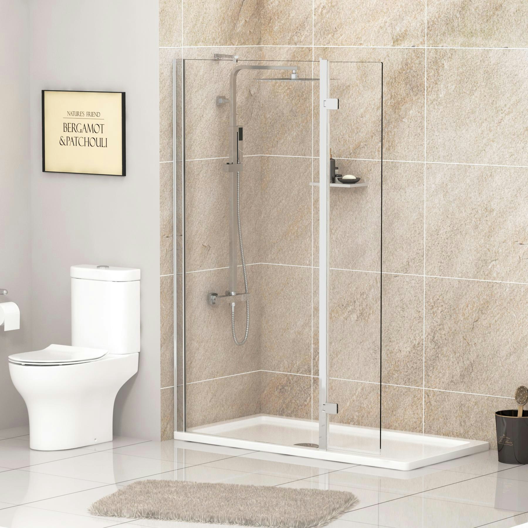 Marbella 8mm Marbella Wet Room Walk In Shower Screen + Hinged Panel Easy Clean Royal Bathrooms