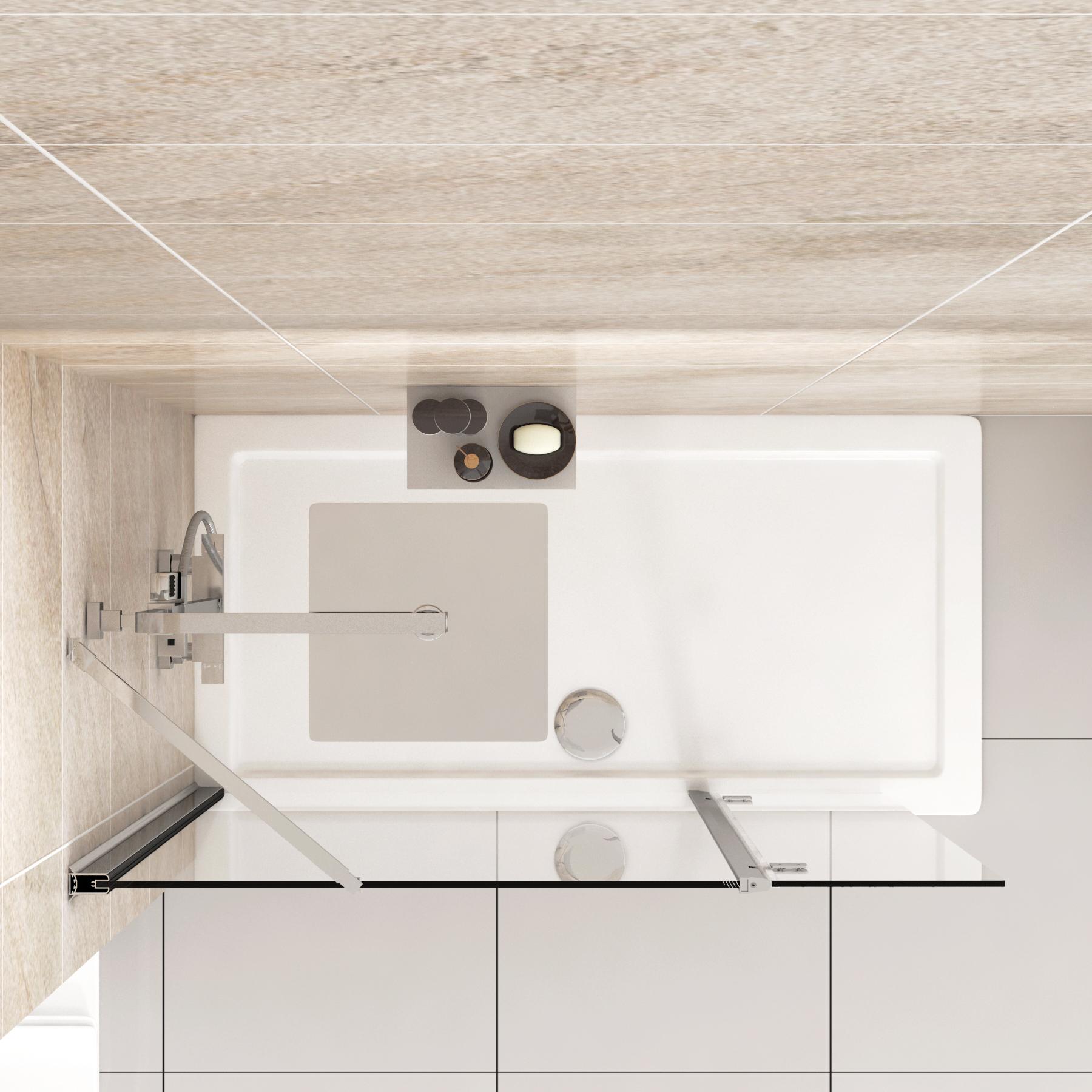 8mm Marbella 1000mm Wet Room Walk In Shower Screen + Hinged Panel - Easy Clean