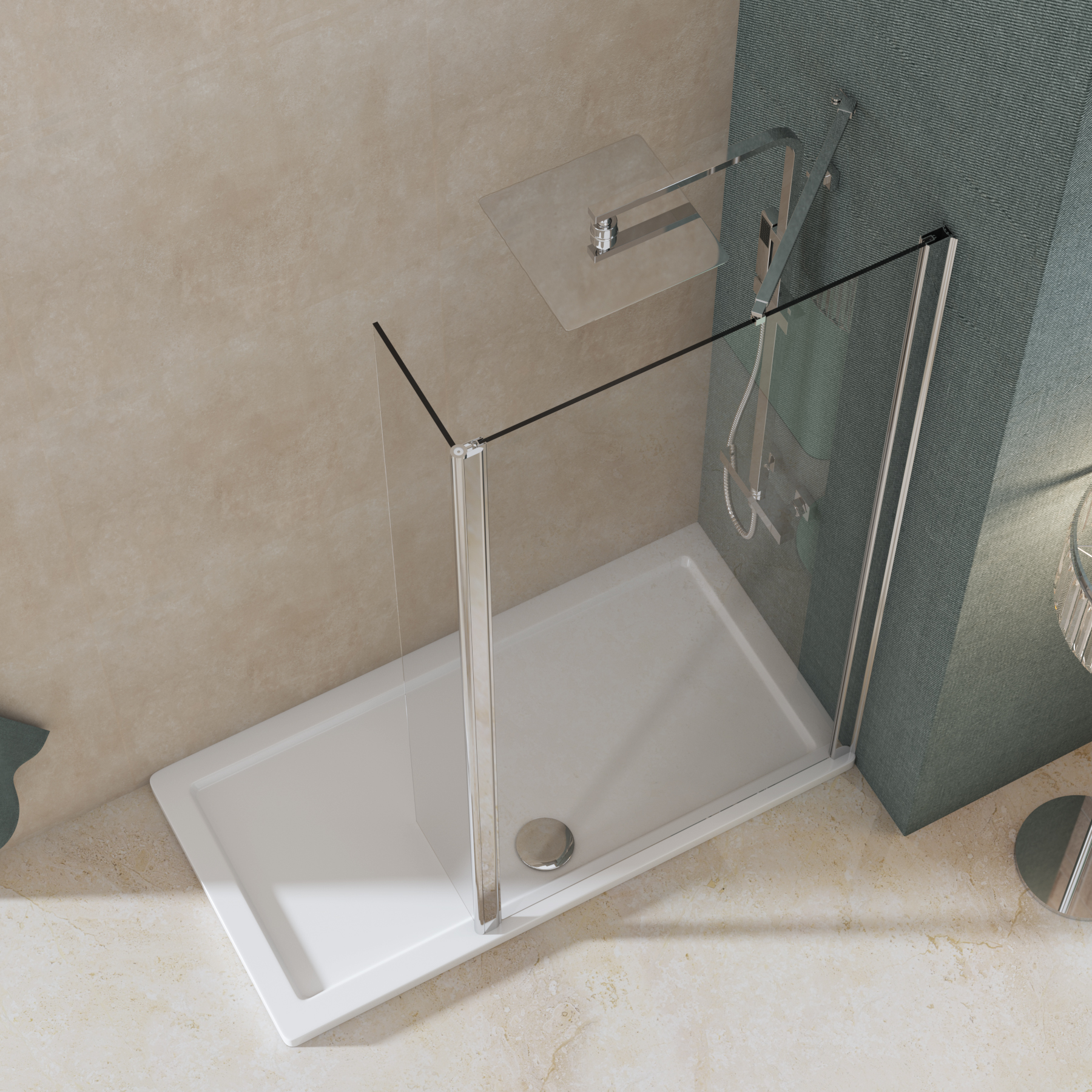 8mm Marbella 760mm Wet Room Walk In Shower Screen + Flipper Panel