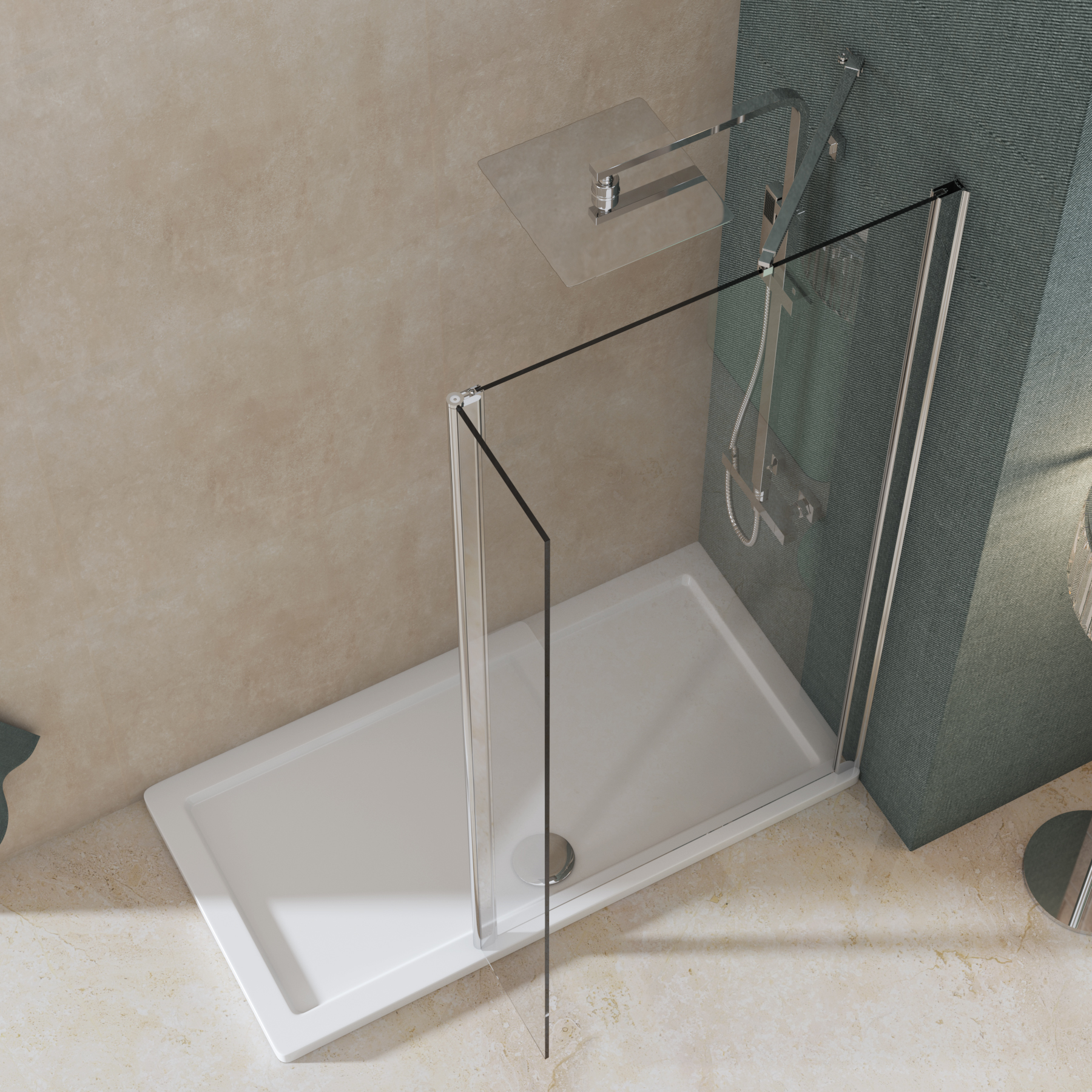 8mm Marbella 760mm Wet Room Walk In Shower Screen + Flipper Panel