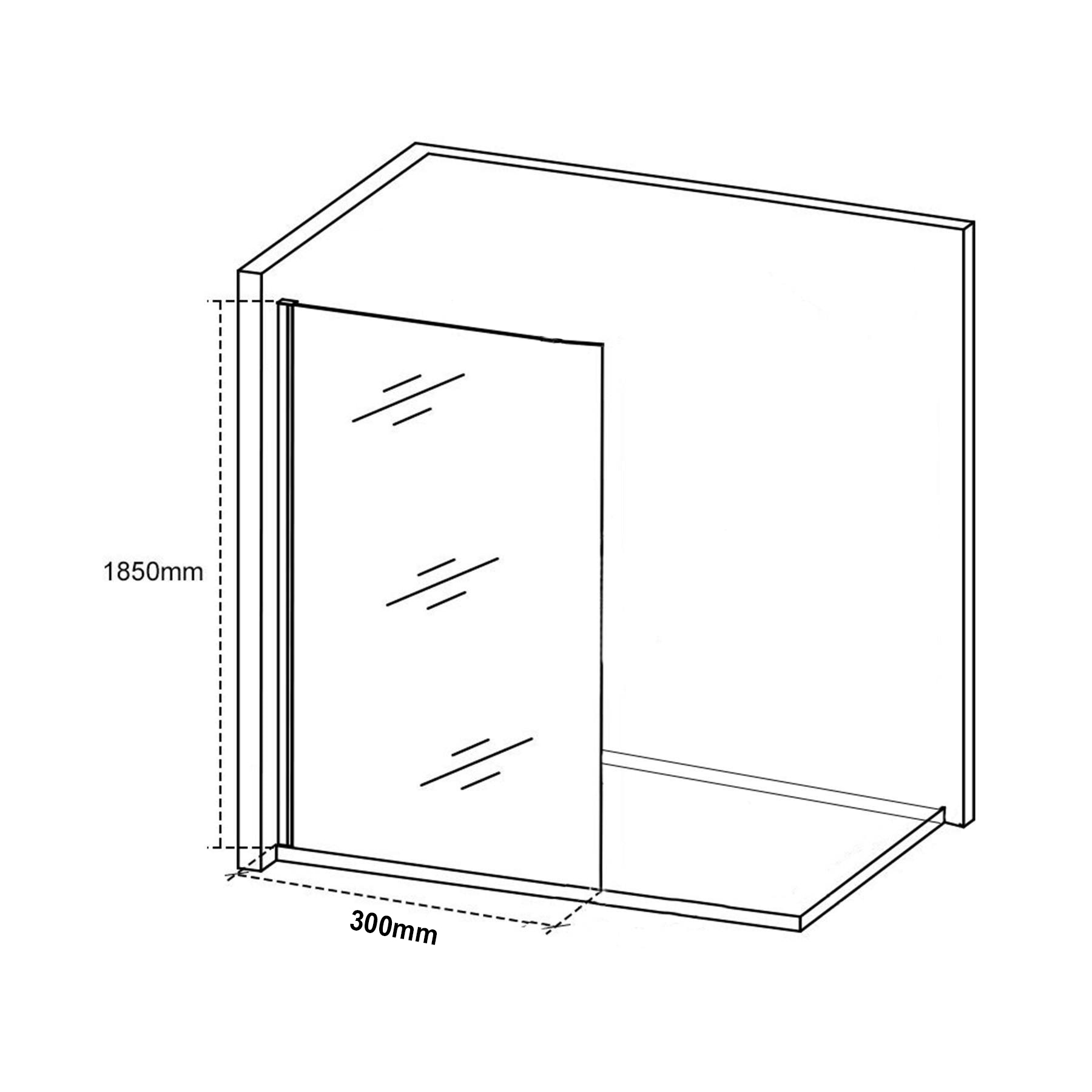 8mm Marbella 300mm Walk In Wet Room Shower Screen - Easy Clean Glass