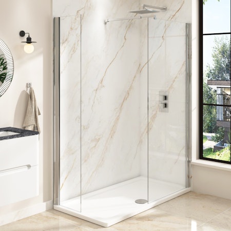 Marbella Wet Room Walk-In Shower Enclosure with Tray - 8mm Easy Clean Various Sizes