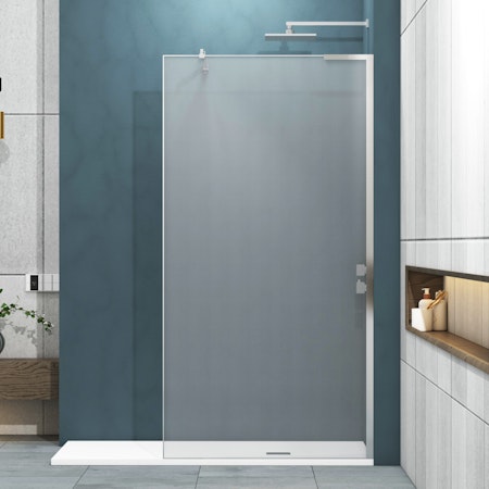 Regal 1200mm R/H Walk In Wet Room Shower Screen Stainless Steel with Silver Mesh - 10mm Glass