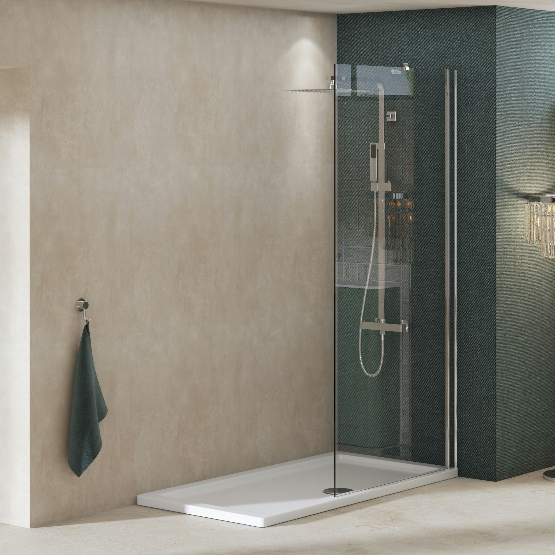8mm Marbella Walk In Wet Room Shower Screen Easy Clean Glass Royal