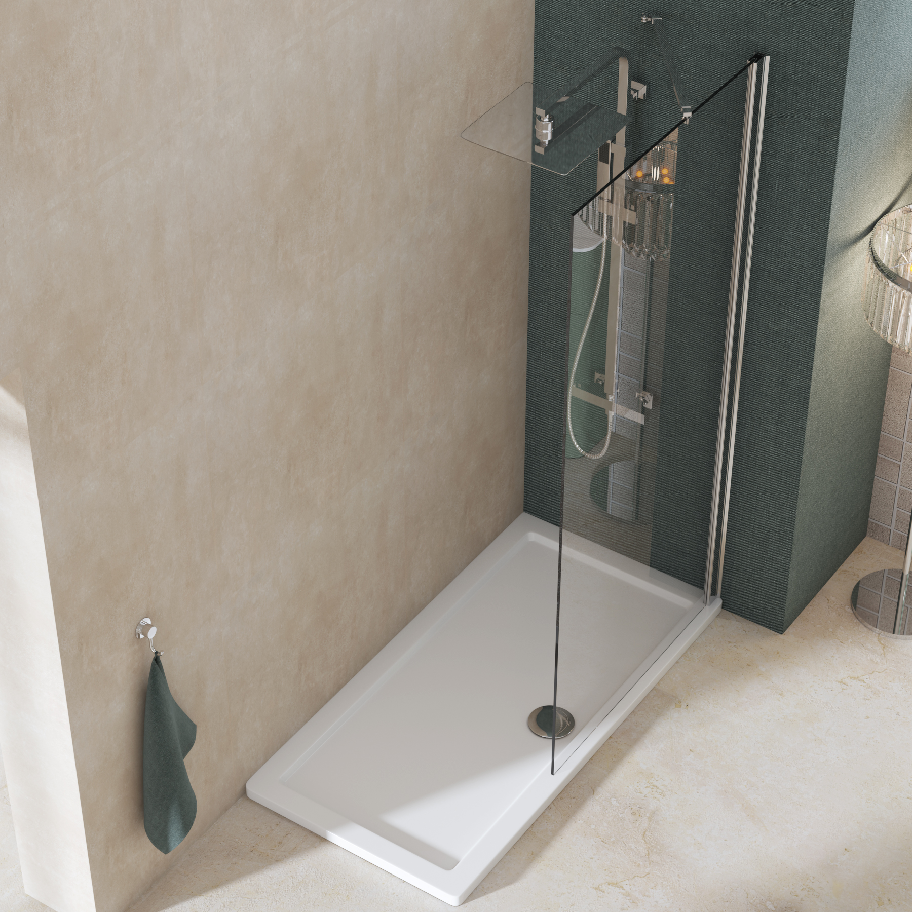8mm Marbella 700mm Walk In Wet Room Shower Screen - Easy Clean Glass