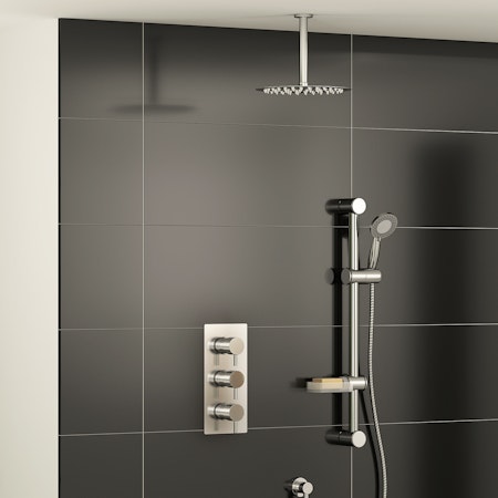 Grace 2 Way Thermostatic Diverter Shower Mixer with Slide Rail Kit Shower Head & Ceiling Arm