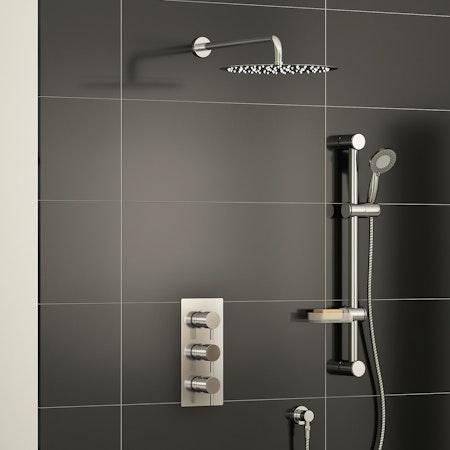 Grace 2 Way Thermostatic Diverter Shower Mixer with Slide Rail Kit Wall Arm & Shower Head