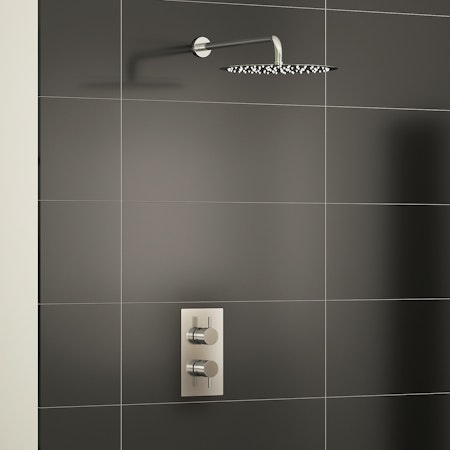 Grace Round Thermostatic Valve Shower Mixer with Wall Mounted Arm & Shower Head