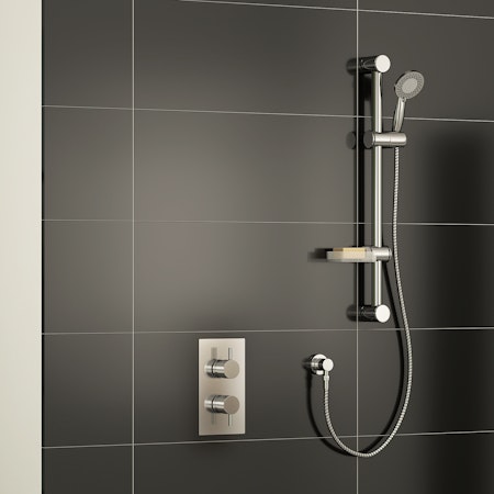 Grace Round Thermostatic Valve Shower Mixer with Deluge Slide Rail Kit & Outlet Elbow