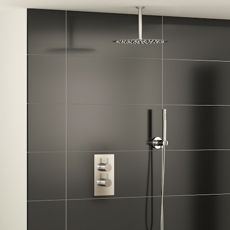 Grace Thermostatic Diverter Shower Mixer with Ceiling Arm Handset & Shower Head