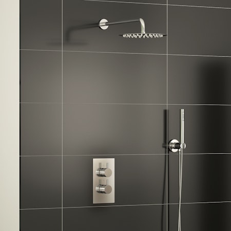 Grace Round Thermostatic Diverter Shower Mixer with Wall Arm Handset & Shower Head