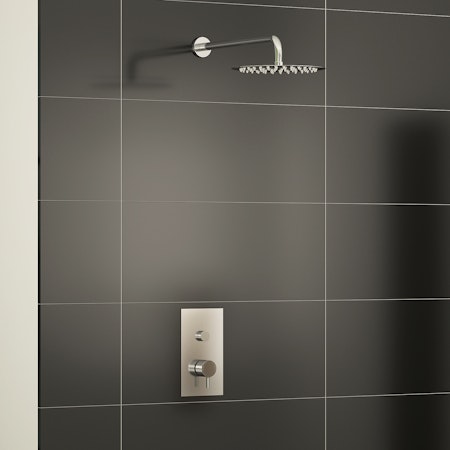 Nova Round Push Button Thermostatic Valve Shower Mixer with Wall Mounted Arm & Shower Head