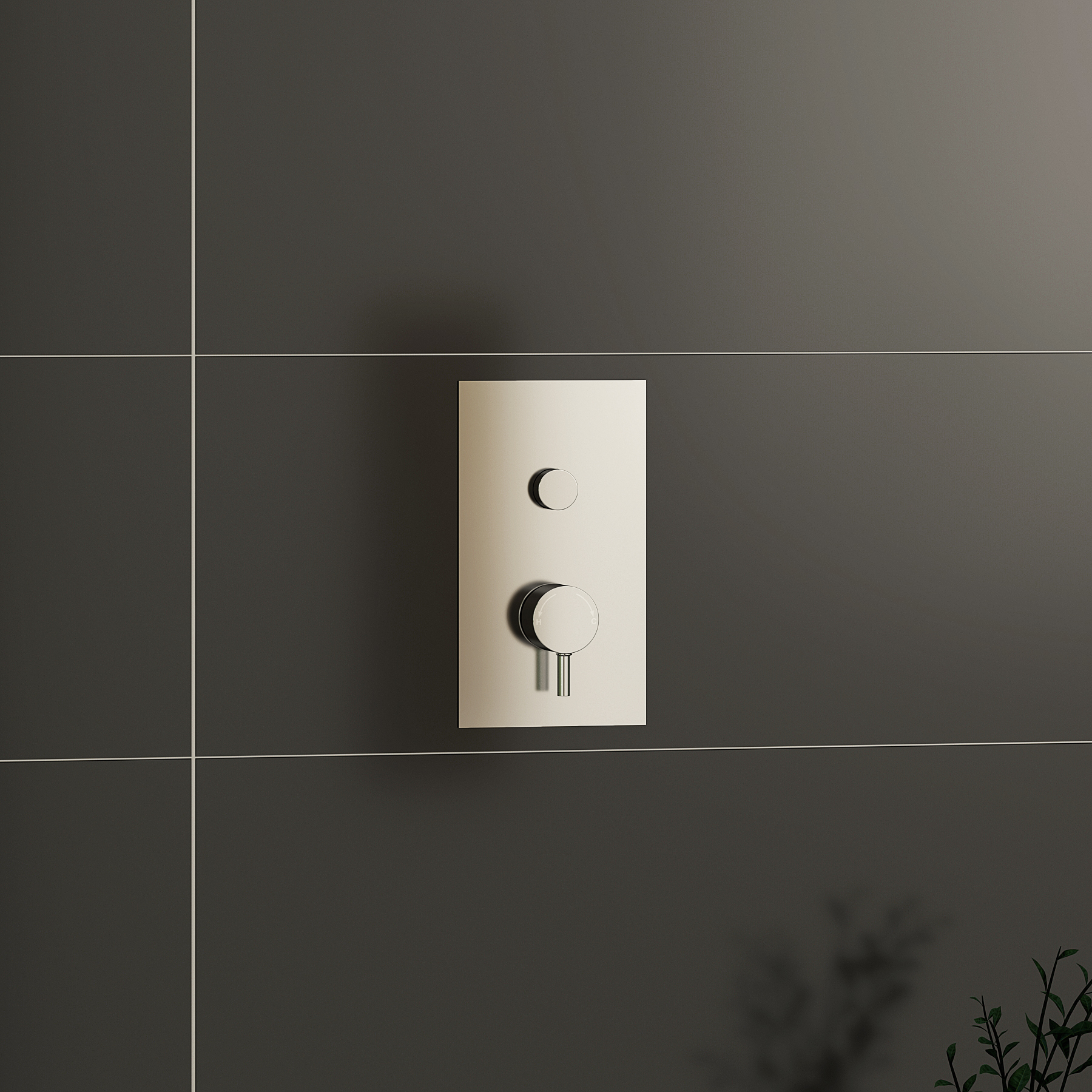 Nova Round Push Button Thermostatic Valve Shower Mixer with Deluge Slide Rail Kit & Outlet Elbow