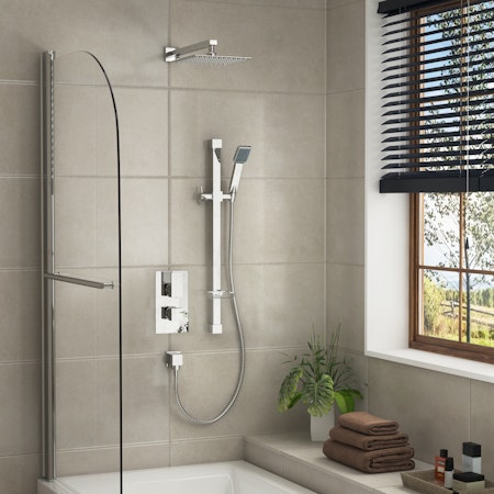 Elegance Thermostatic Valve Diverter Shower Mixer with Sliding Rail Kit Shower Head & Wall Mounted Arm