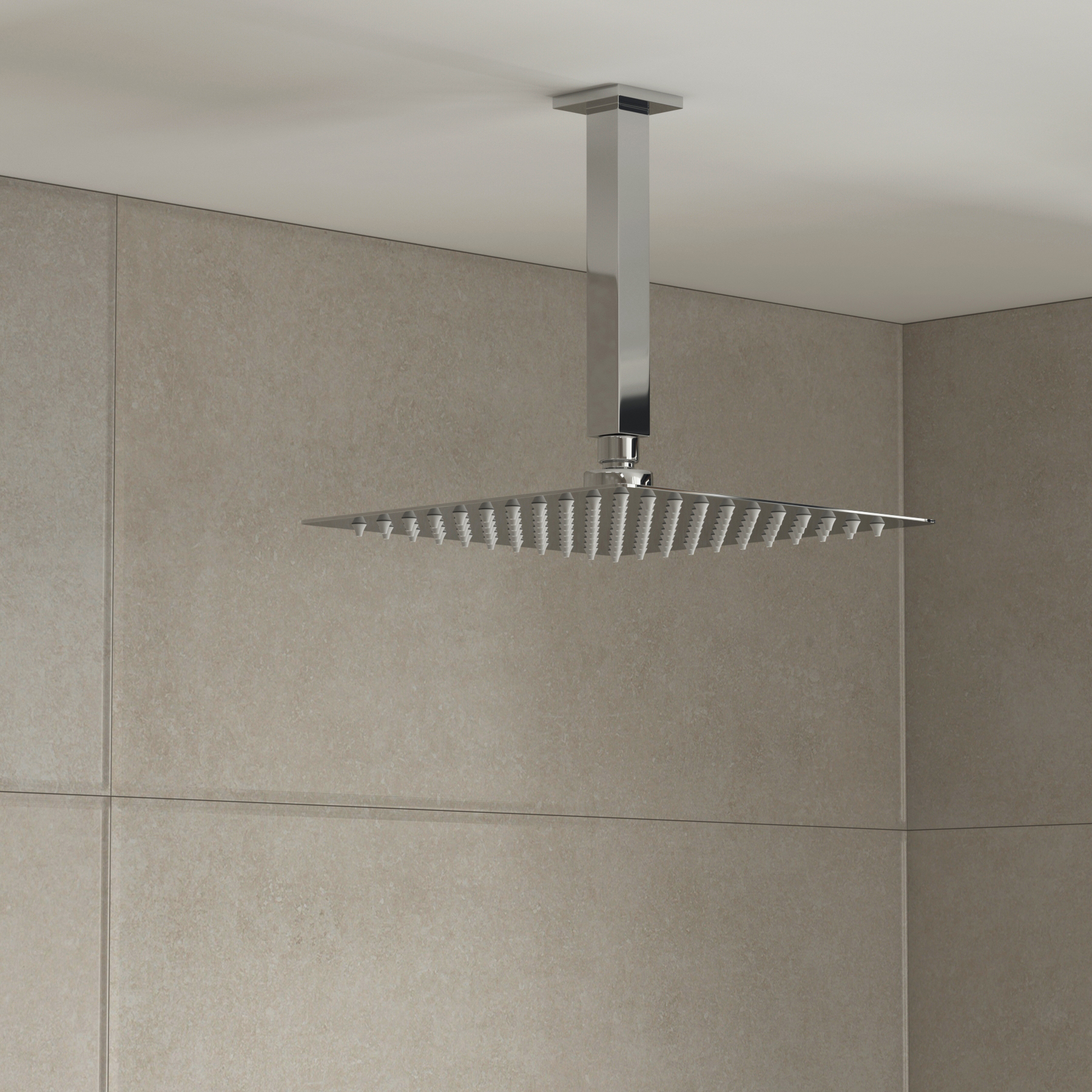 Elegance Thermostatic Valve Shower Mixer with Ceiling Mounted Arm & Stainless Steel Shower Head