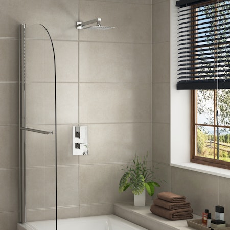 Elegance Square Concealed Thermostatic Valve Shower Mixer with Wall Mounted Arm & Shower Head - Chrome