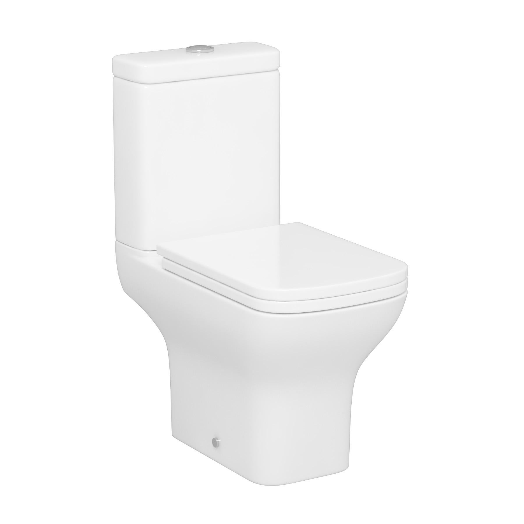 1700 X 700mm Breeze Curved Single Ended Bath + Rimless Close Coupled Toilet & White Floor Standing Vanity Unit