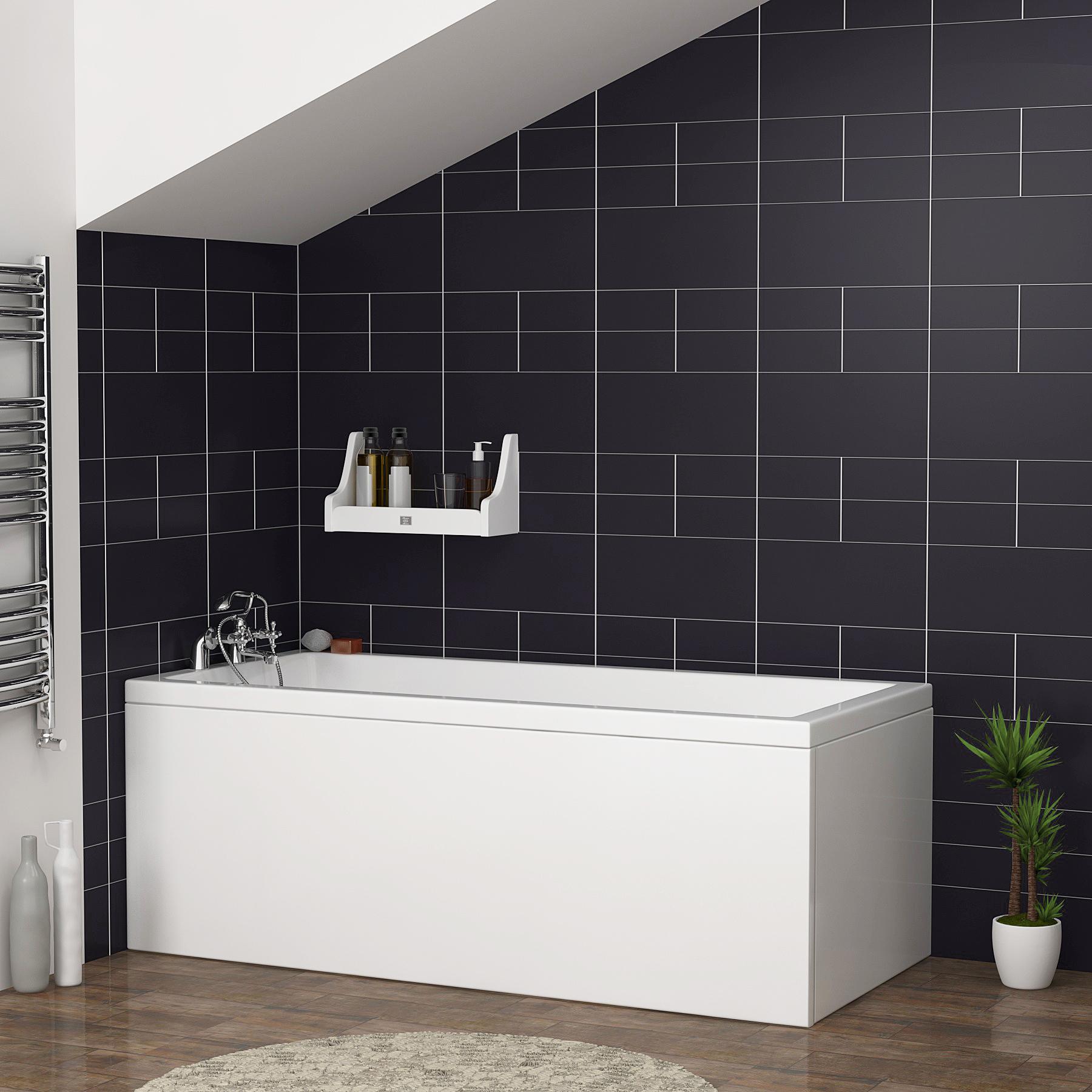 1400 X 700mm Cesar Square Single Ended Bath + Rimless Close Coupled Toilet & White Floor Standing Vanity Unit