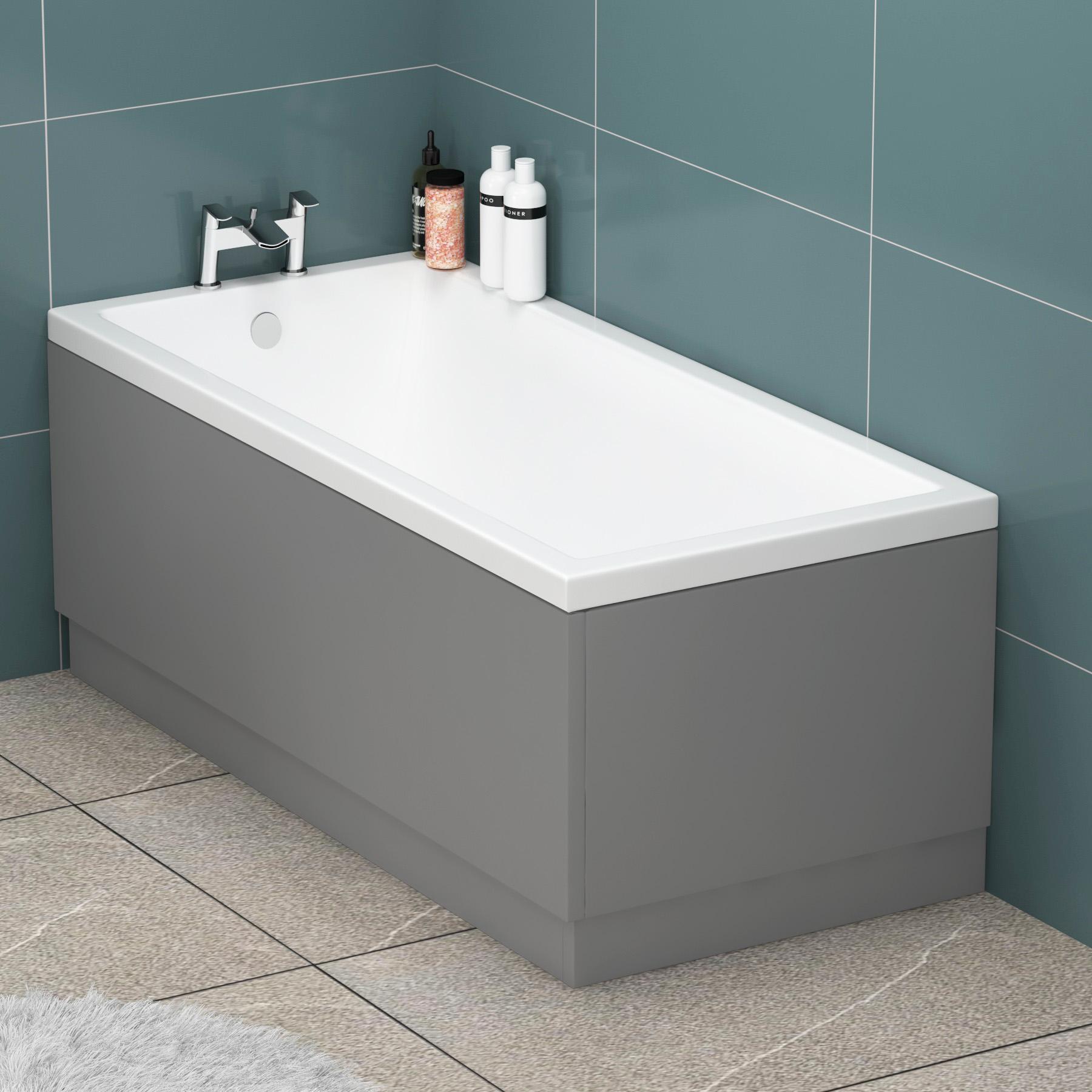 1800 X 800mm Cesar Square Single Ended Bath + Rimless Close Coupled Toilet & Grey Gloss Vanity Unit Basin