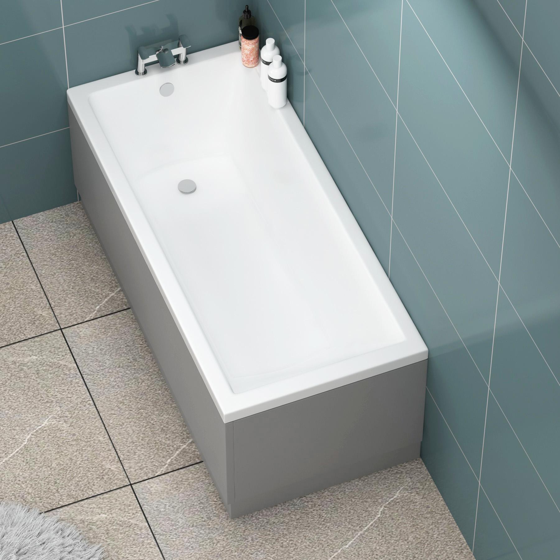 1800 X 800mm Cesar Square Single Ended Bath + Rimless Close Coupled Toilet & Grey Gloss Vanity Unit Basin