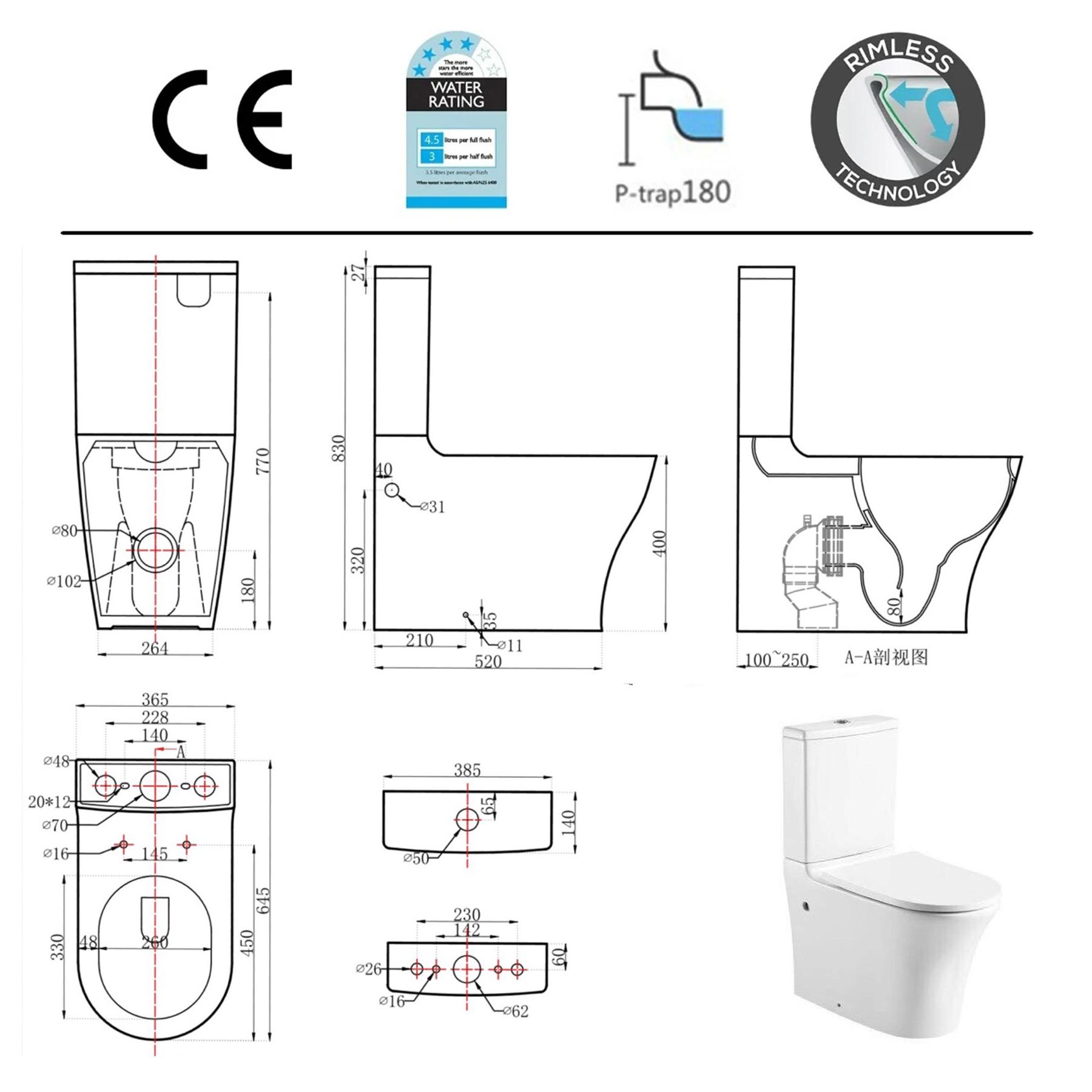 1800 X 800mm Cesar Square Single Ended Bath + Rimless Close Coupled Toilet & Grey Gloss Vanity Unit Basin