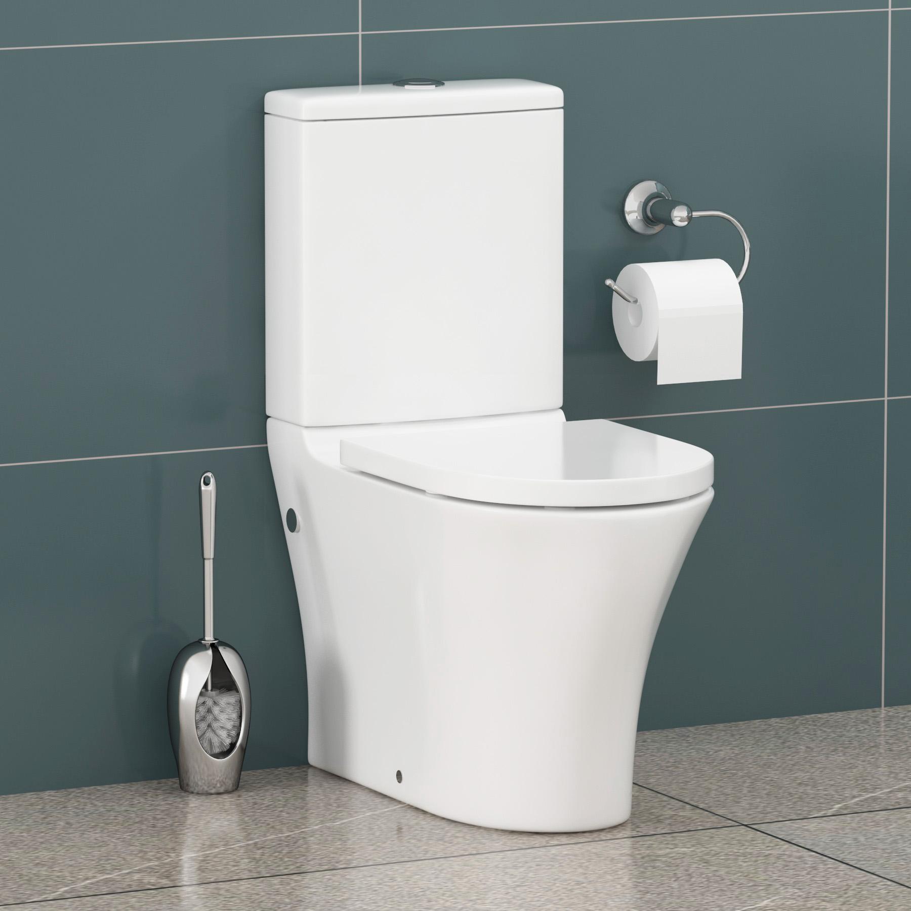 1800 X 800mm Cesar Square Single Ended Bath + Rimless Close Coupled Toilet & Grey Gloss Vanity Unit Basin
