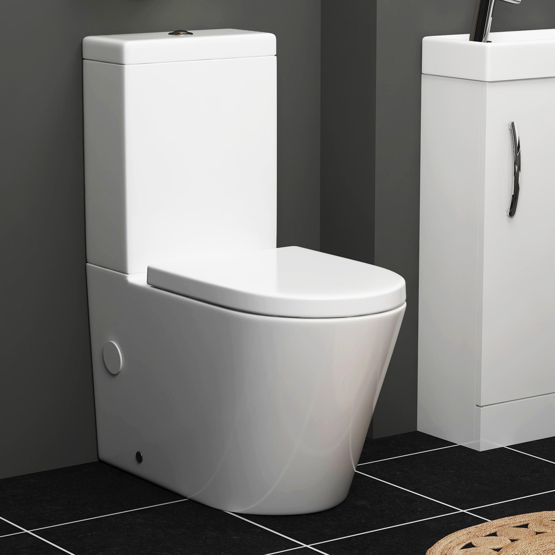 Cloakroom Suite 400mm Gloss White 1 Door Floor Standing Vanity Unit Basin With Cesar Rimless Toilet